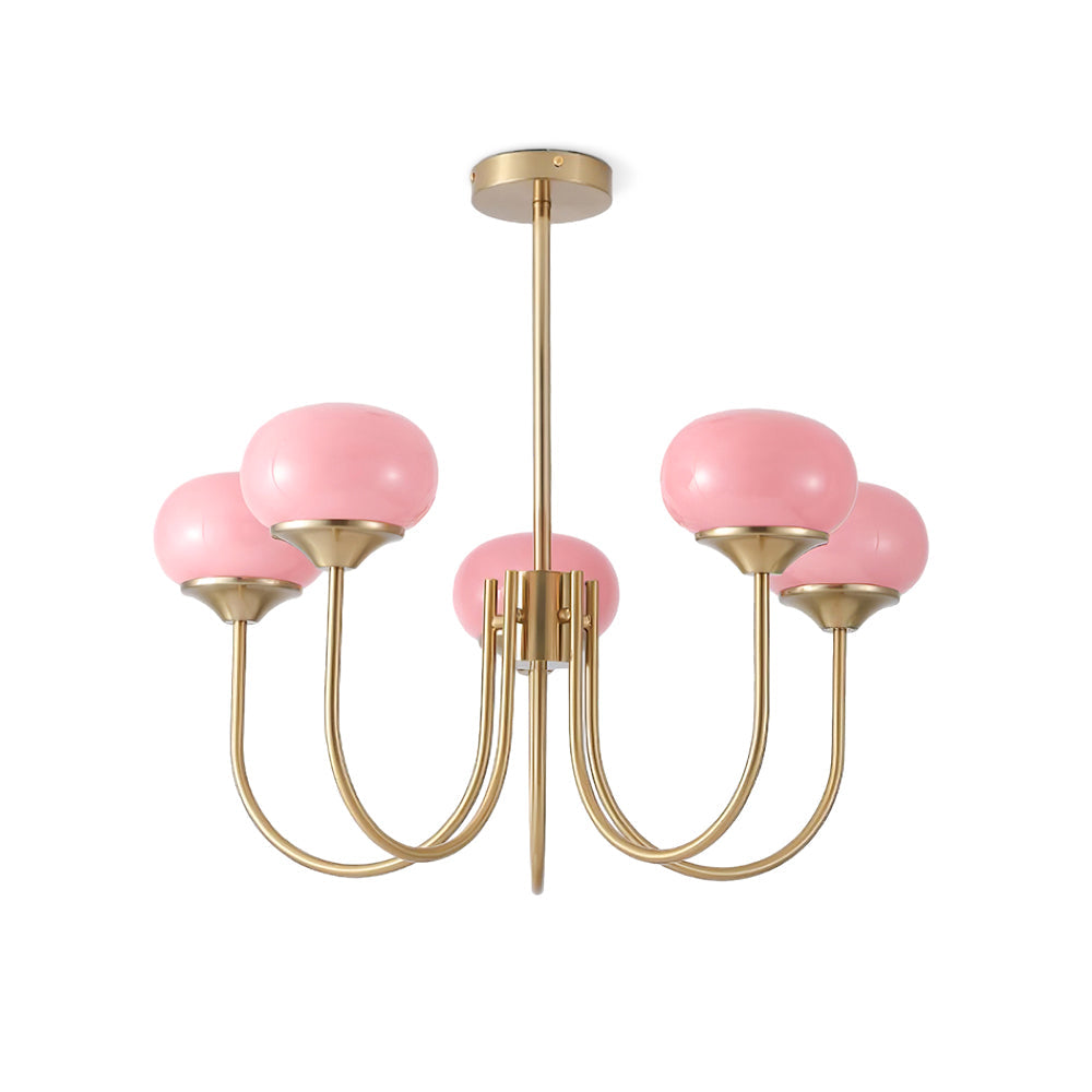 Velenian lampadario globi vetro Rosa Finitura Oro