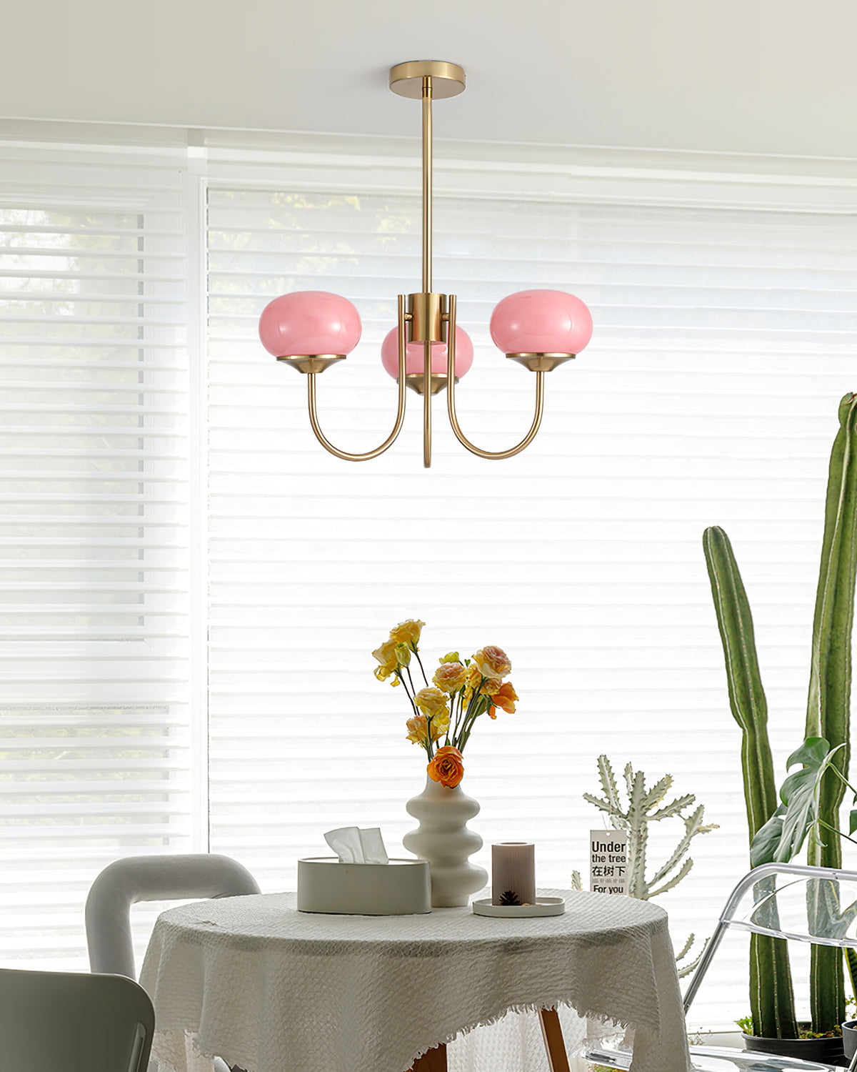 Velenian lampadario globi vetro Rosa Finitura Oro