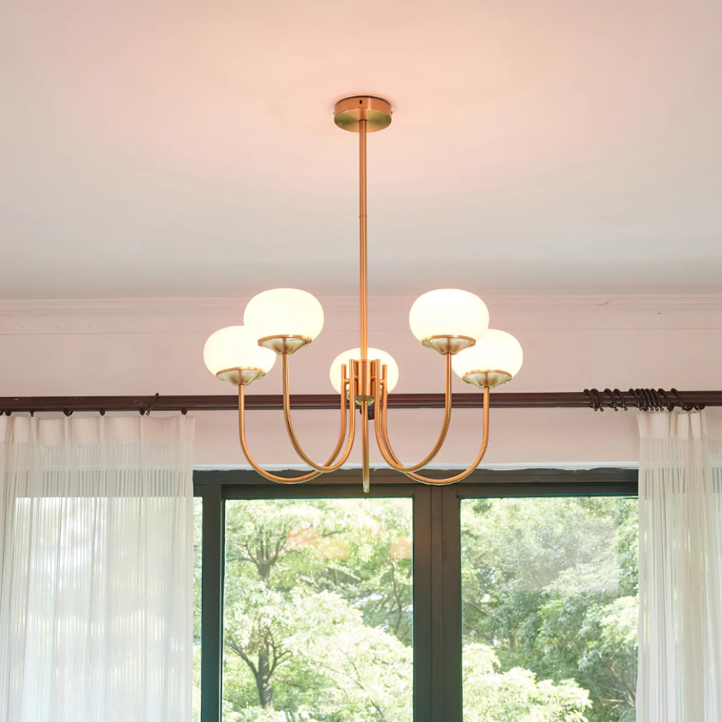 Velenian lampadario globi vetro Rosa Finitura Oro
