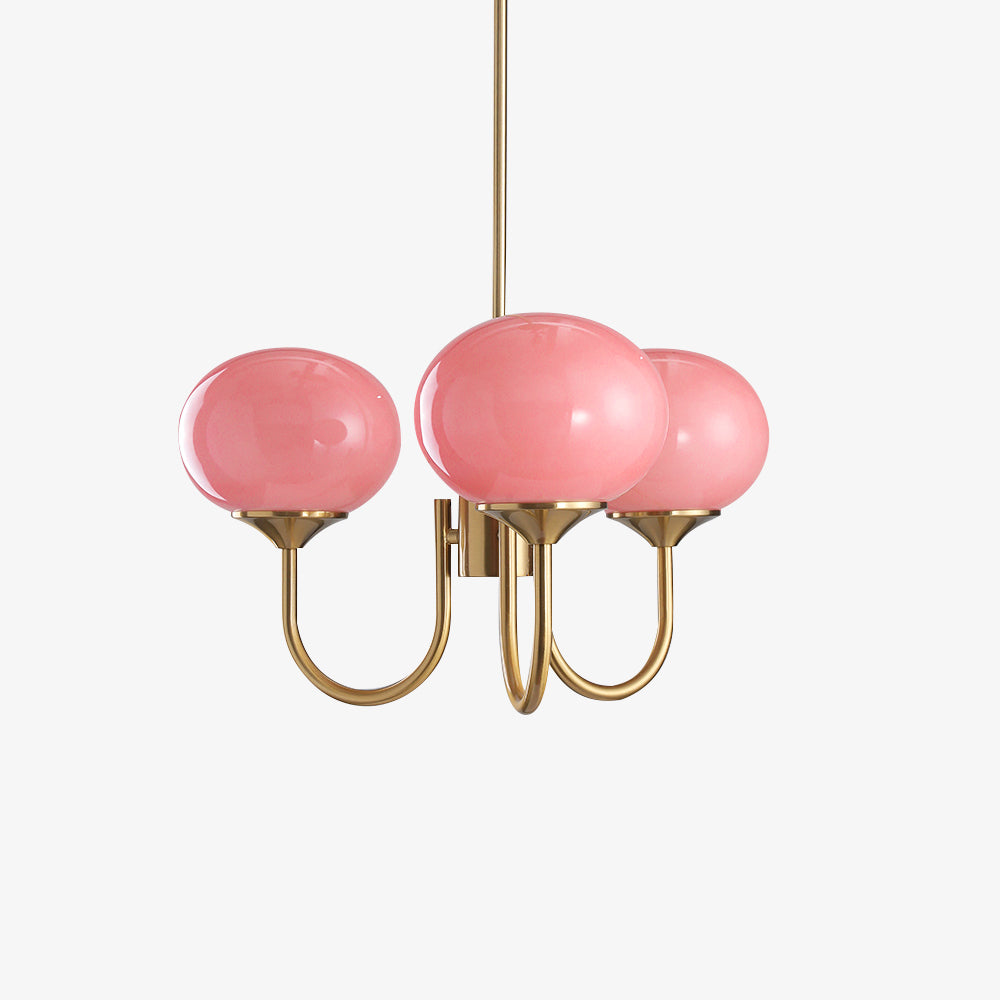Velenian lampadario globi vetro Rosa Finitura Oro