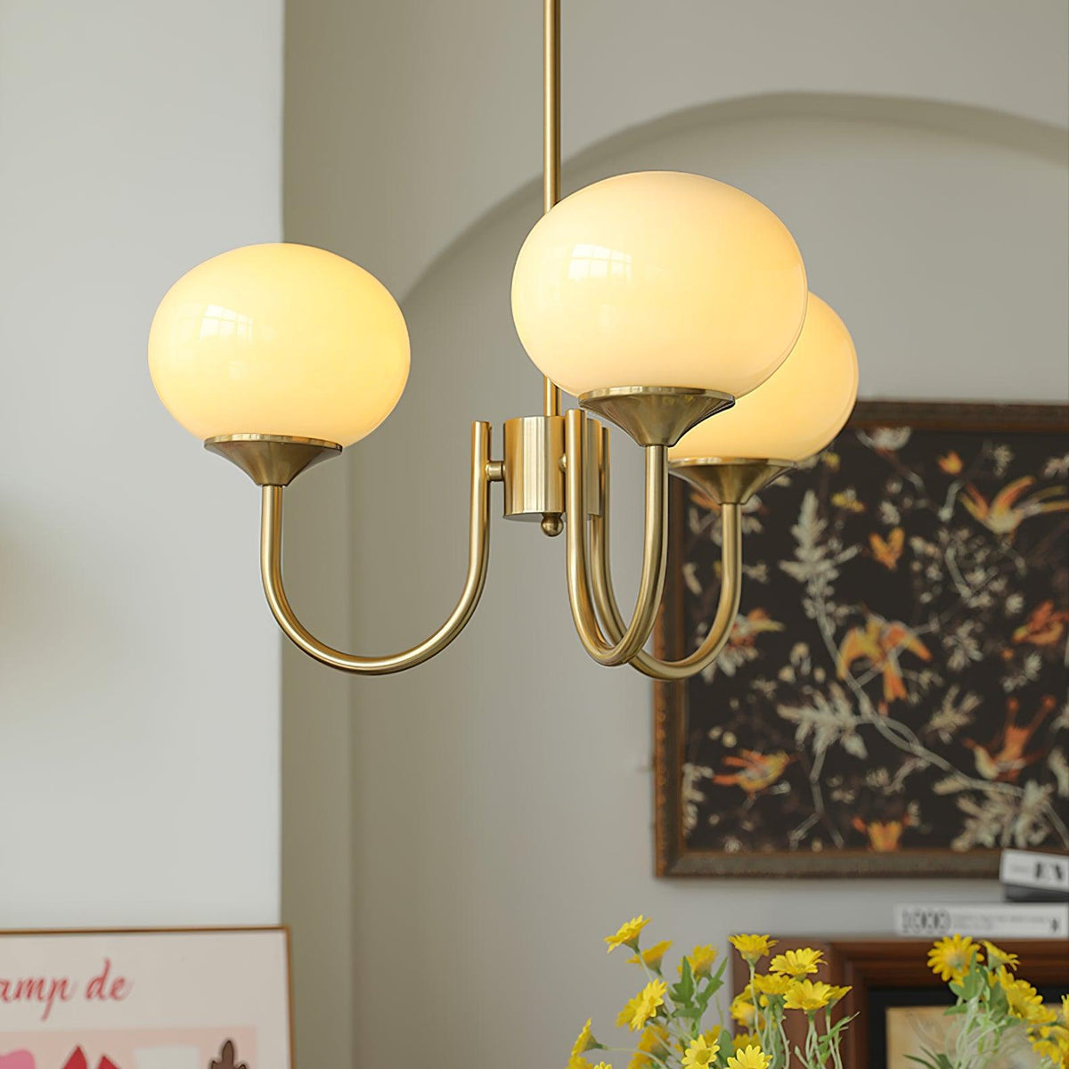 Velenian lampadario globi vetro Rosa Finitura Oro