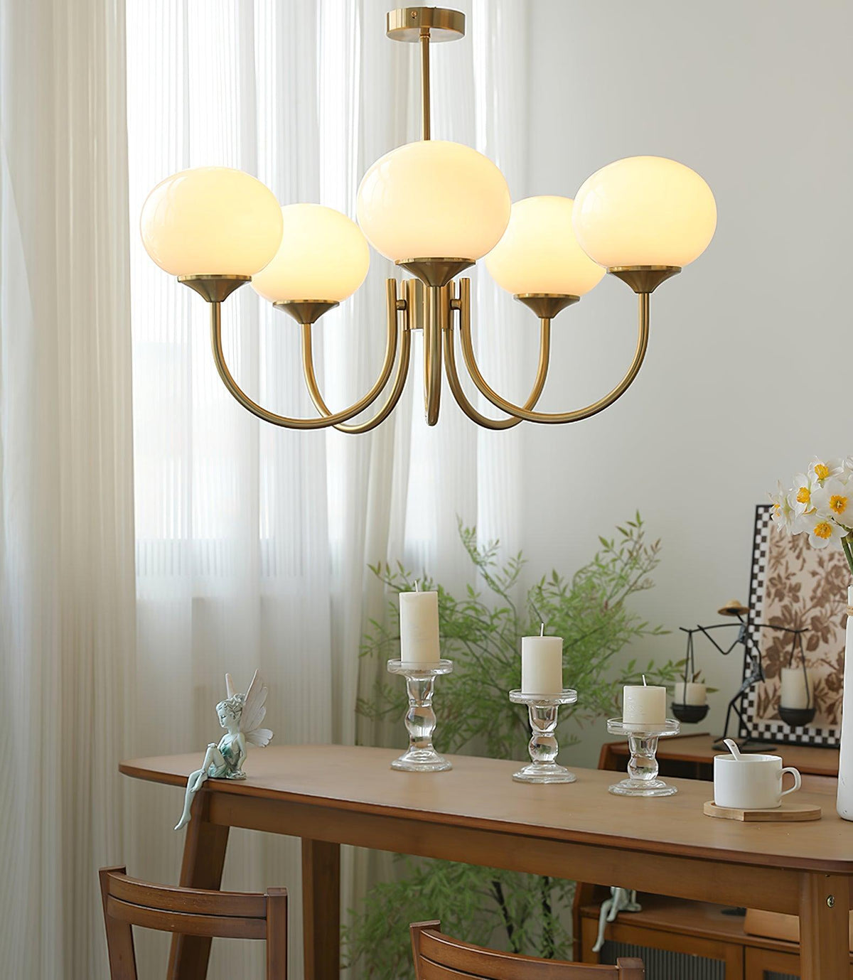 Velenian lampadario globi vetro Rosa Finitura Oro