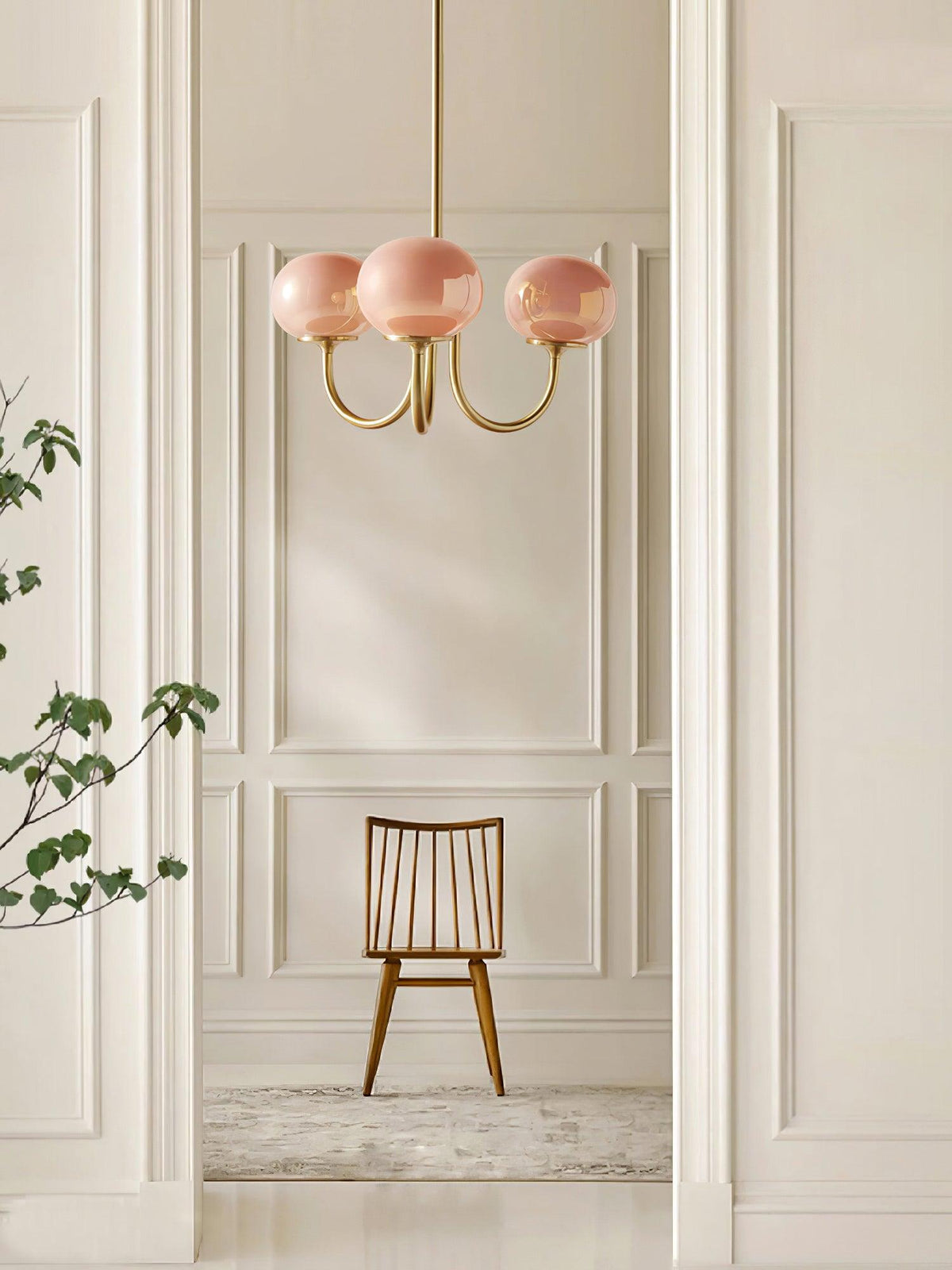 Velenian lampadario globi vetro Rosa Finitura Oro