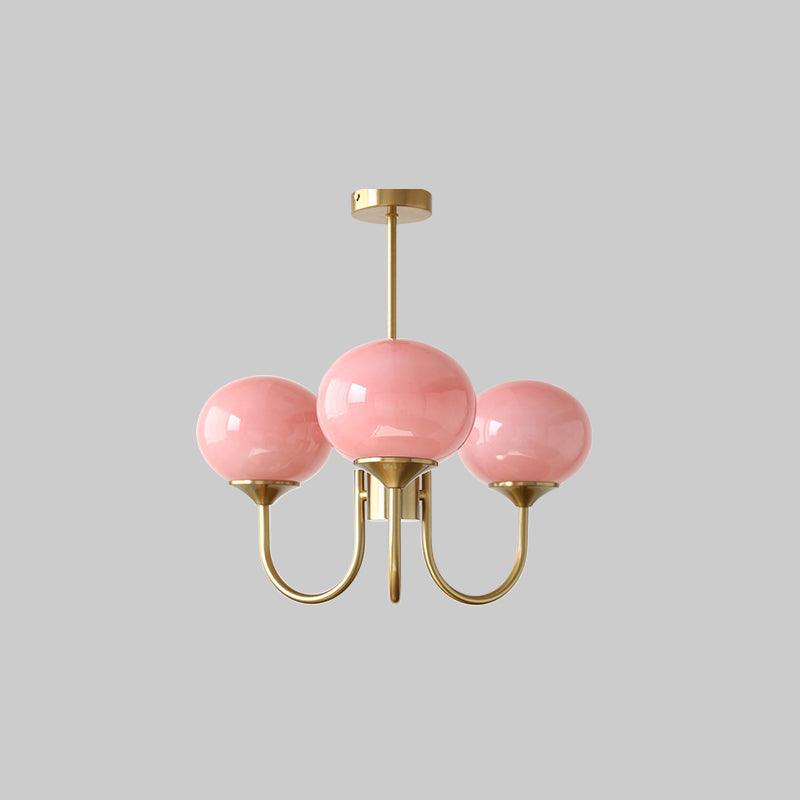 Velenian lampadario globi vetro Rosa Finitura Oro