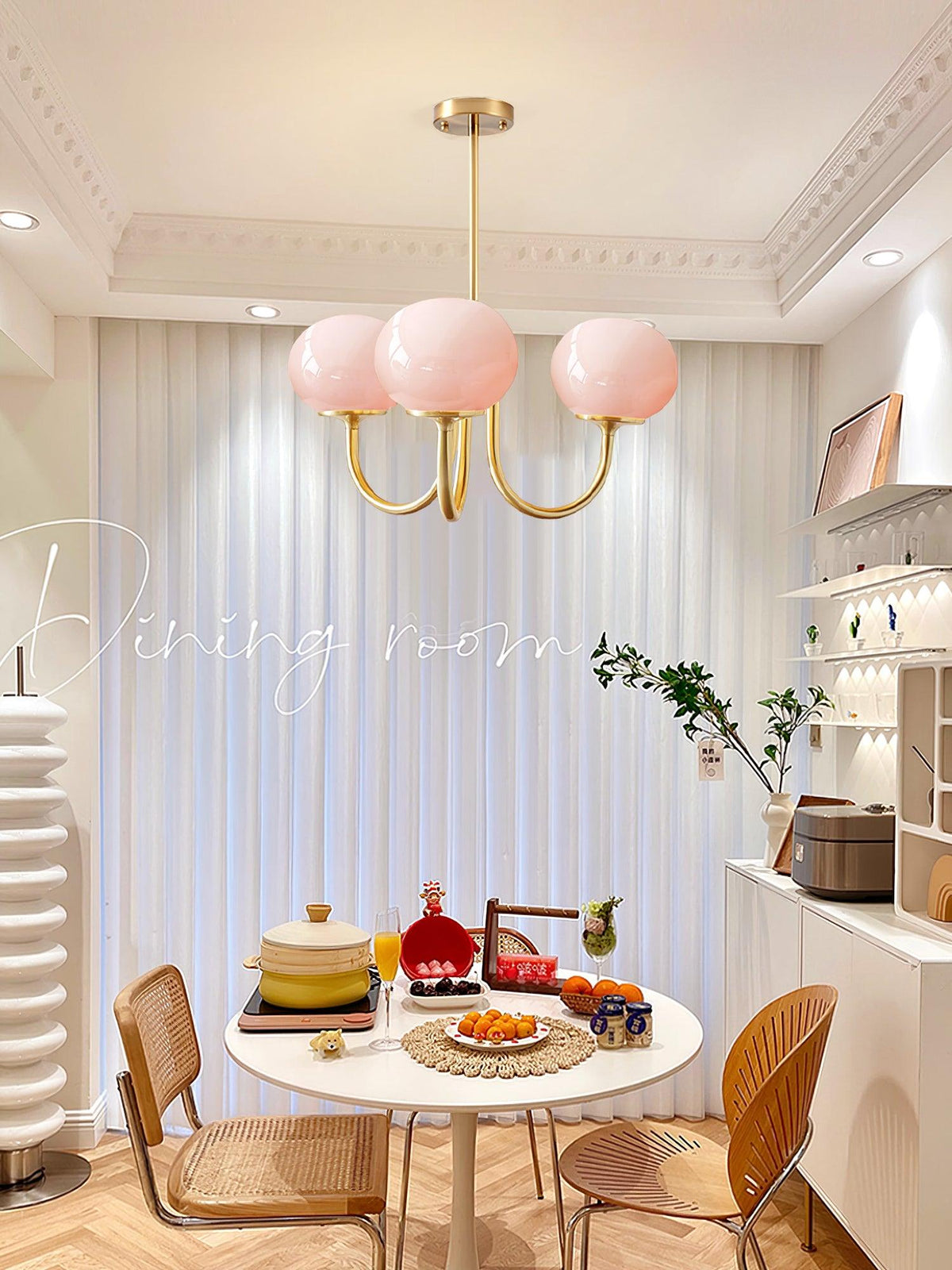 Velenian lampadario globi vetro Rosa Finitura Oro