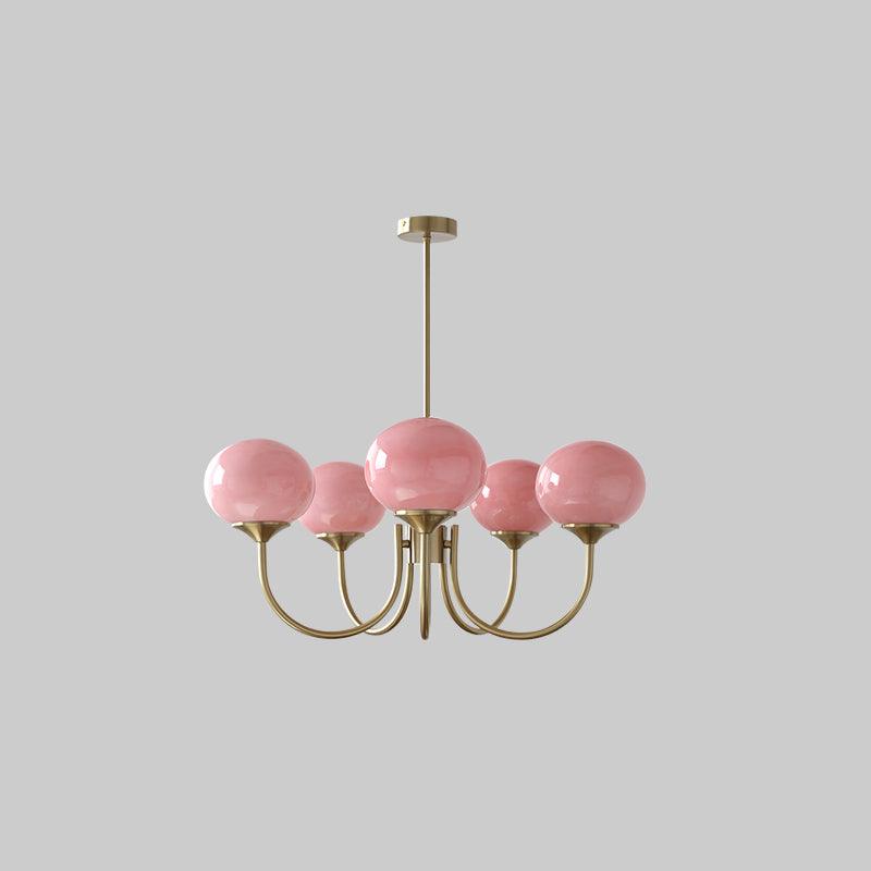 Velenian lampadario globi vetro Rosa Finitura Oro
