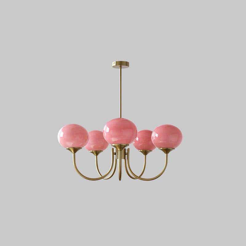 Velenian lampadario globi vetro Rosa Finitura Oro