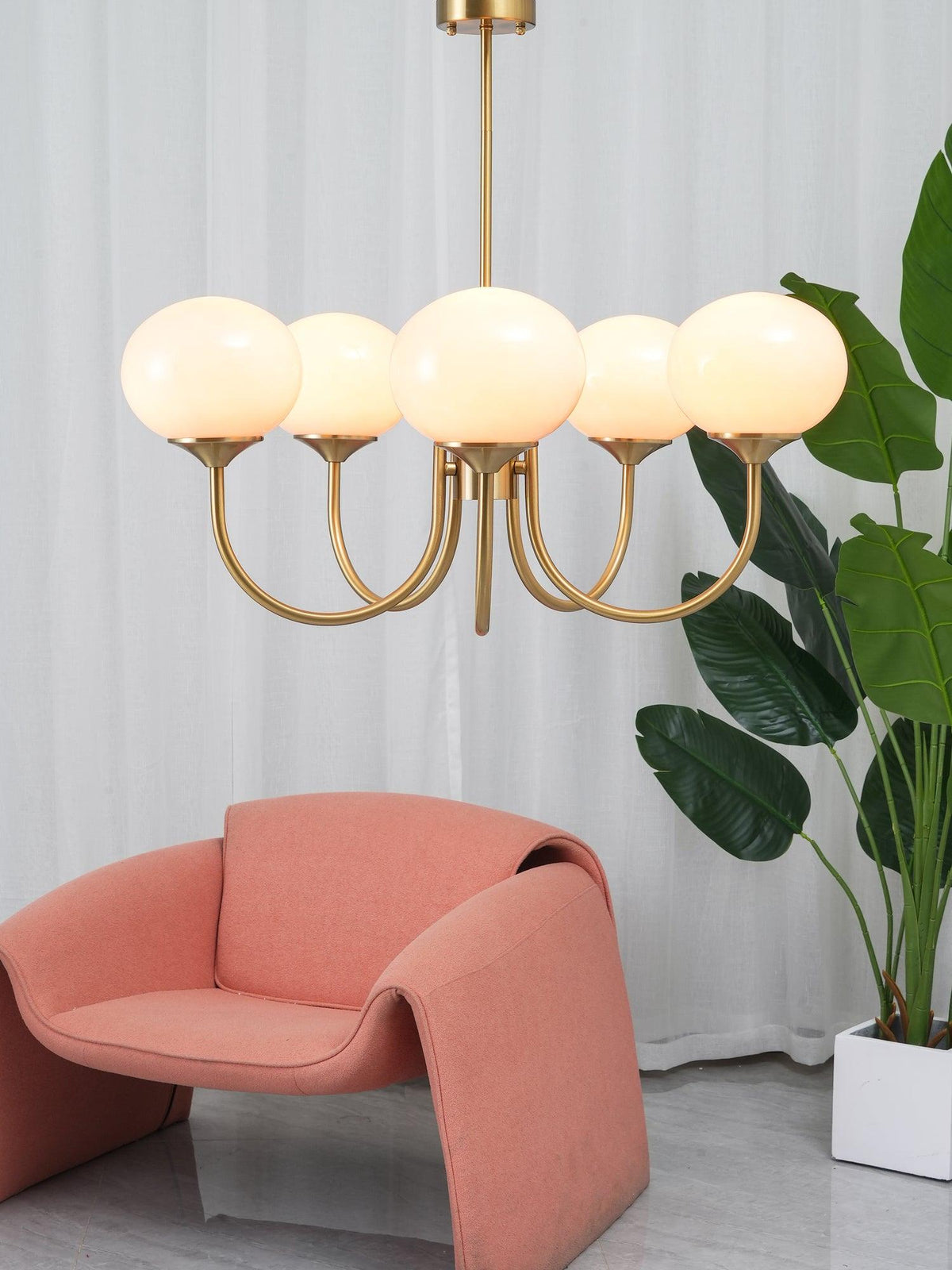 Velenian lampadario globi vetro Rosa Finitura Oro