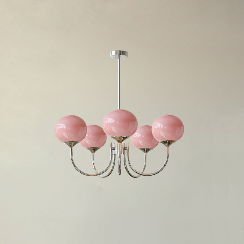 Velenian lampadario globi vetro Rosa Finitura Oro