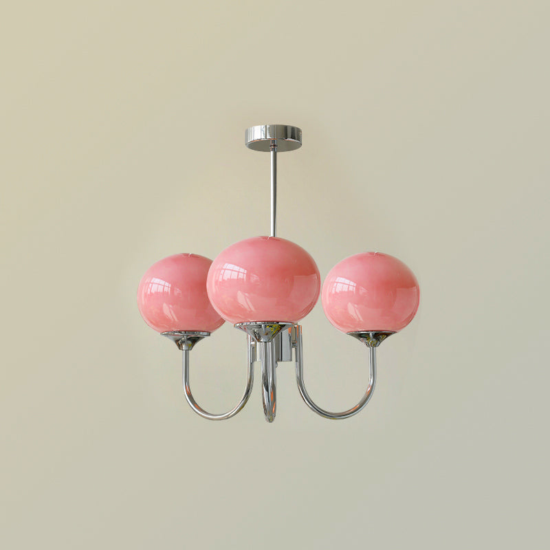 Velenian lampadario globi vetro Rosa Finitura Oro