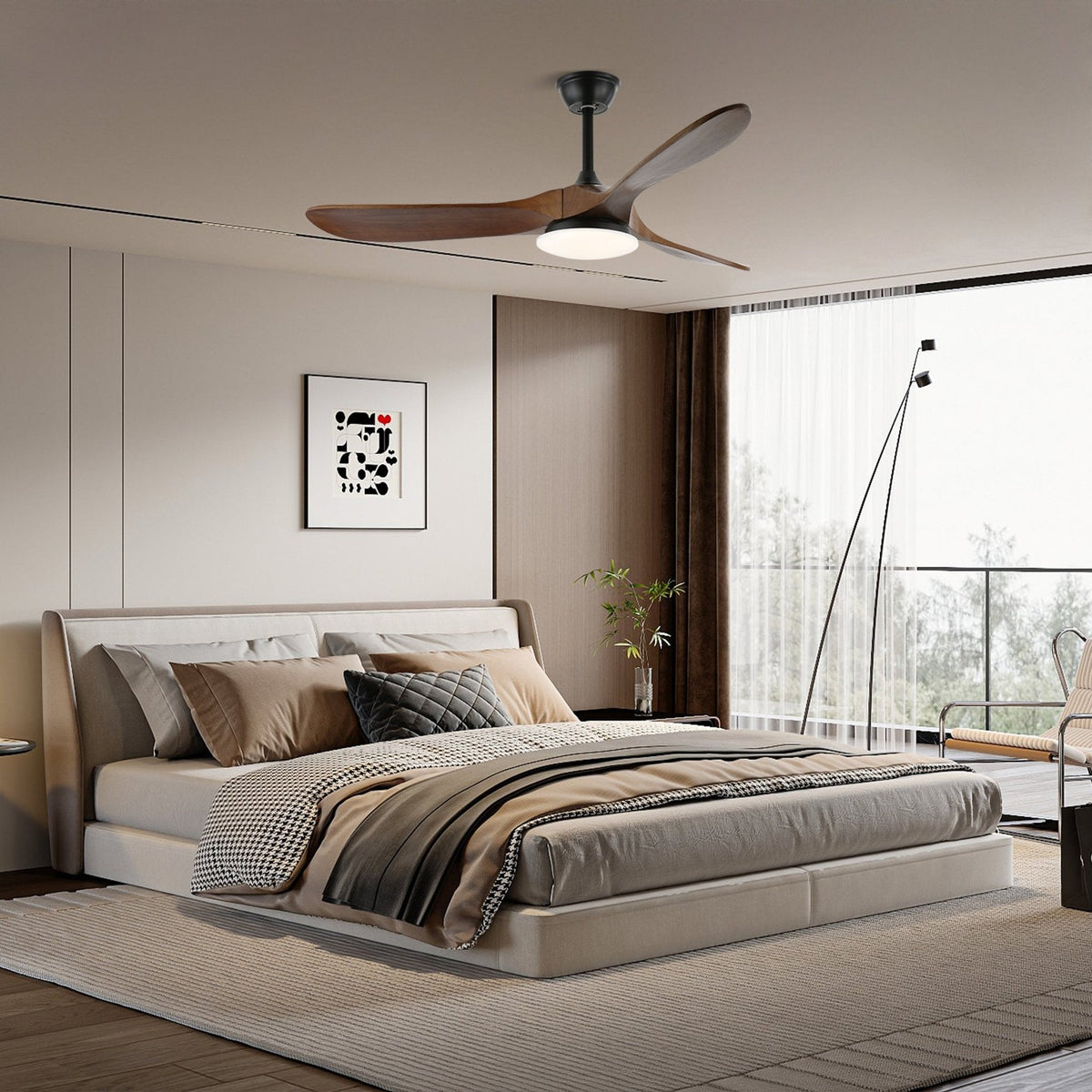 Oriken Ventilatore da soffitto con luce minimalista