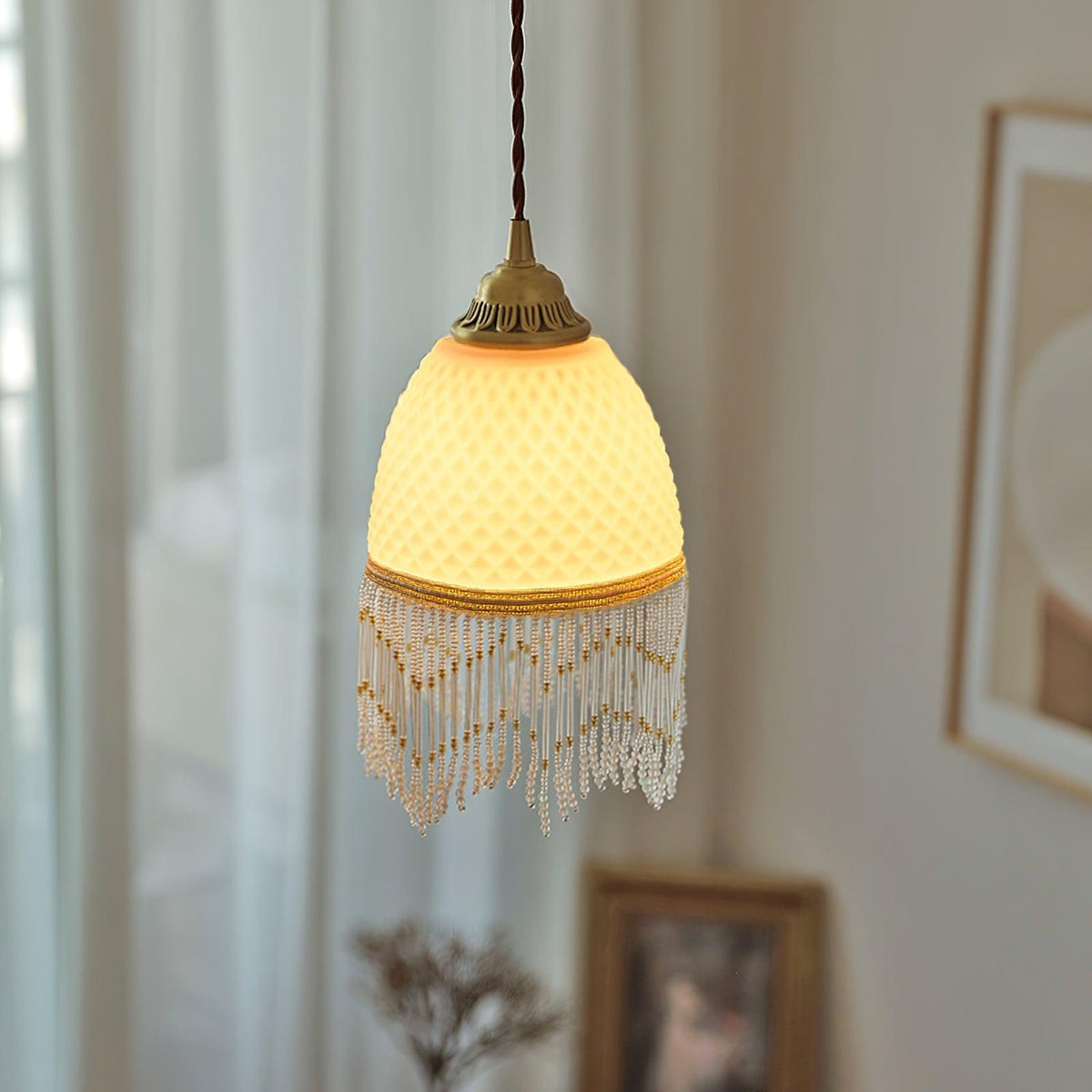 Mesh Tassel lampada a sospensione in vetro