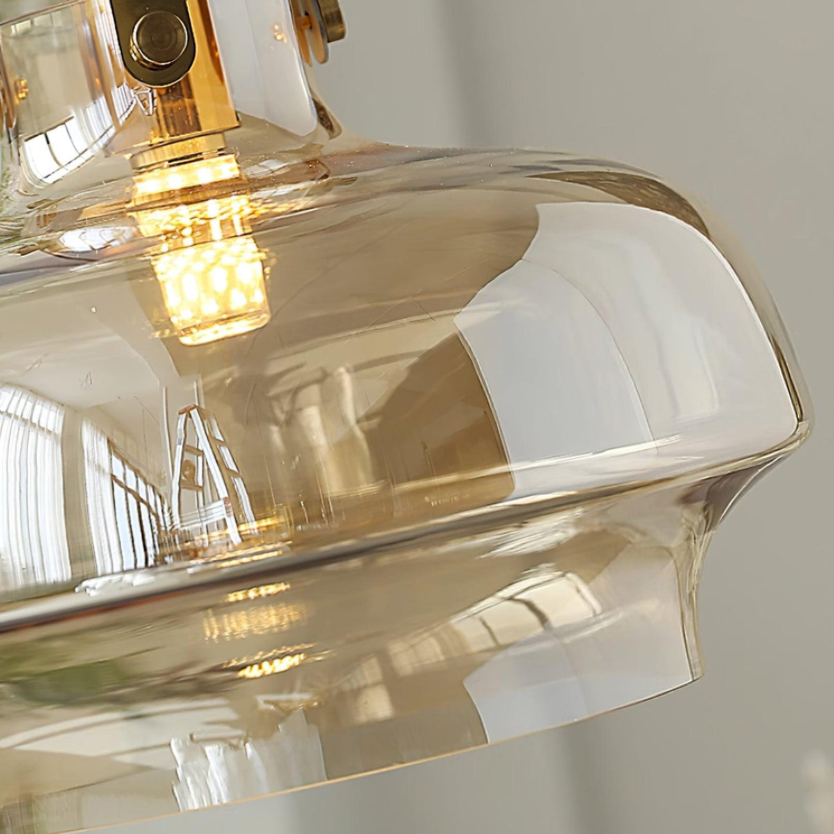 Liorarise lampada a sospensione in vetro Ambrato con Finiture in ottone