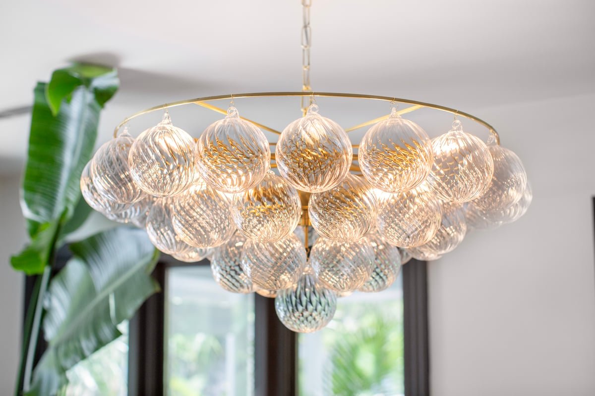 Velineon lampadario sfera in vetro Trasparente ottone Antico elegante