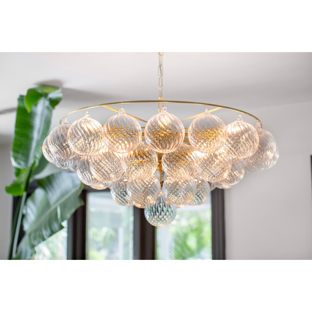 Velineon lampadario sfera in vetro Trasparente ottone Antico elegante