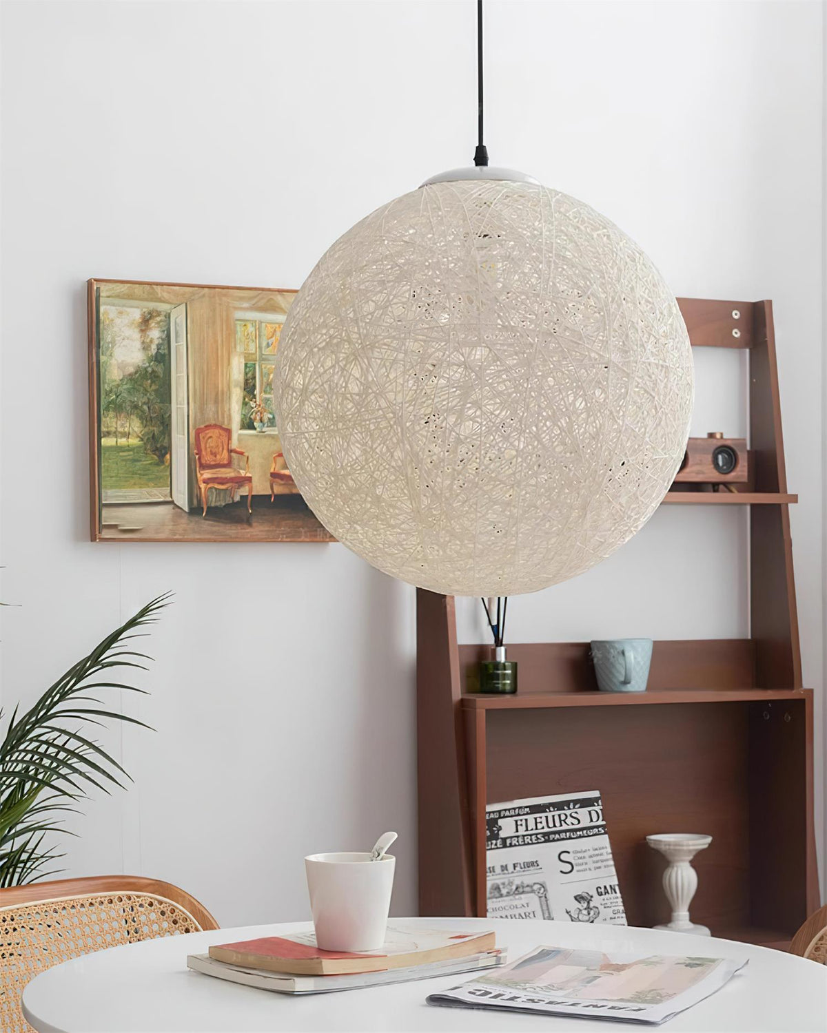 Rovira lampada a sospensione Canapa Intrecciata sfera Bohemian