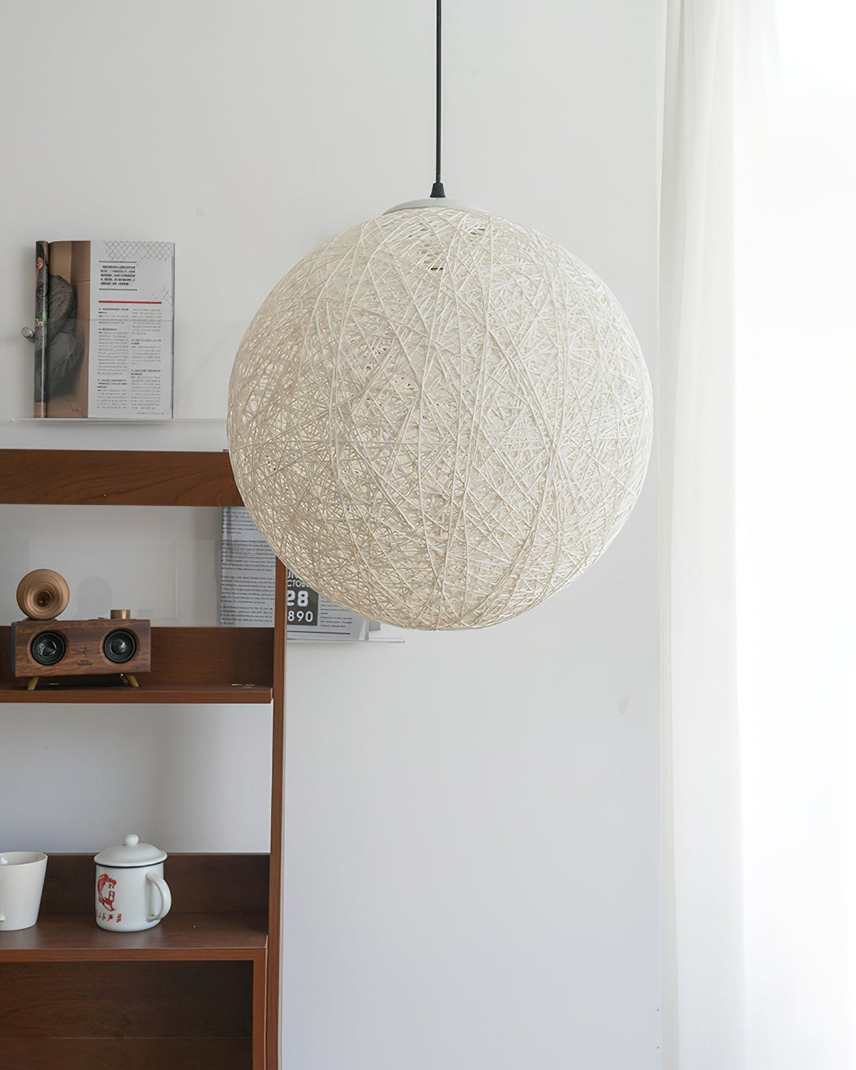 Rovira lampada a sospensione Canapa Intrecciata sfera Bohemian