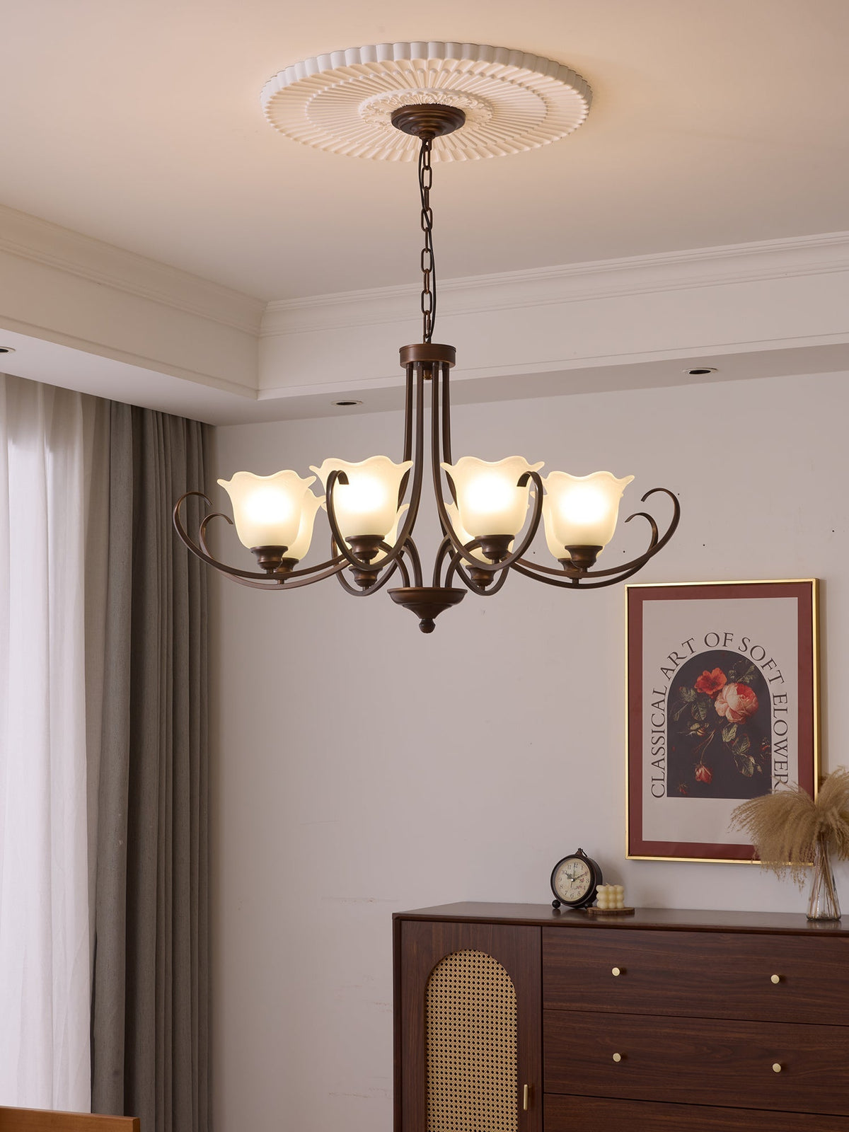 Nydorisra Elegance vintage lampadario in vetro con Motivo Florale floreale