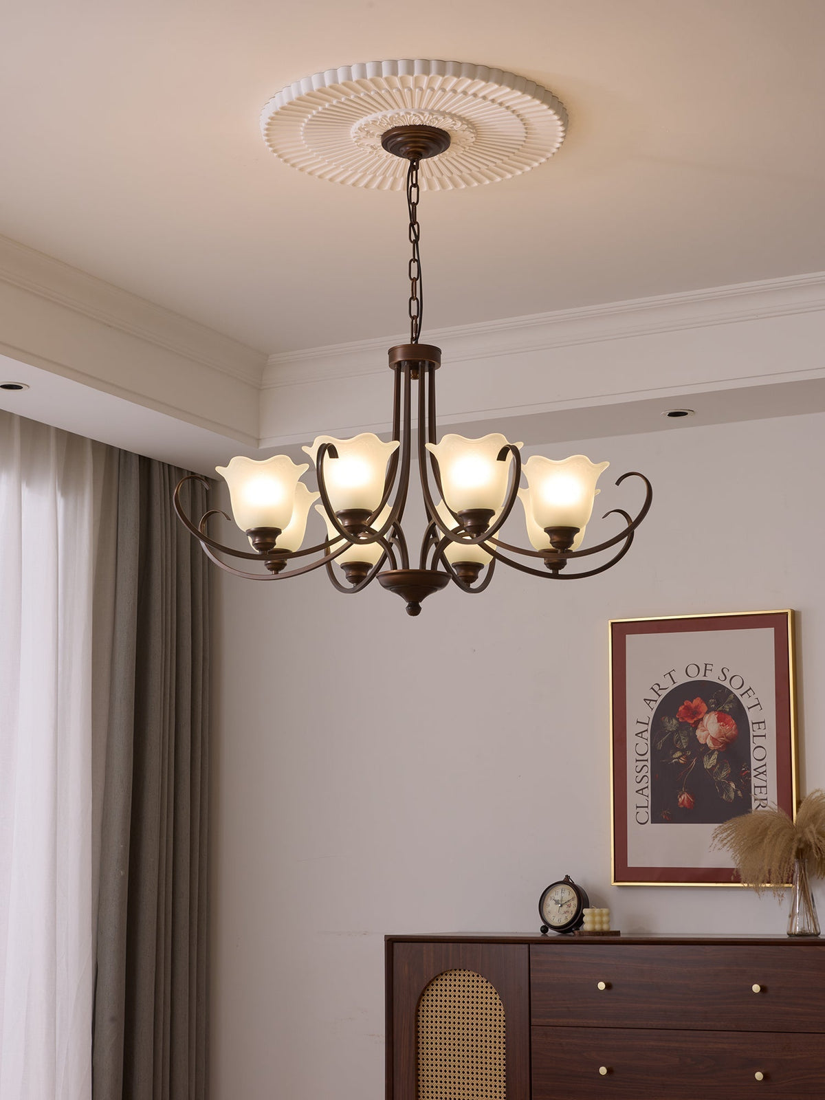 Nydorisra Elegance vintage lampadario in vetro con Motivo Florale floreale