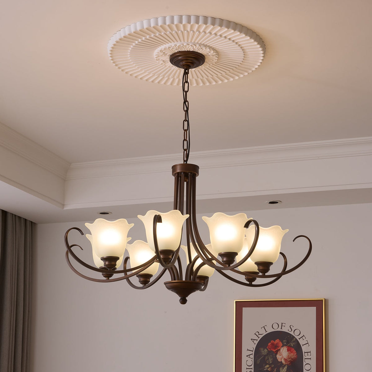 Nydorisra Elegance vintage lampadario in vetro con Motivo Florale floreale