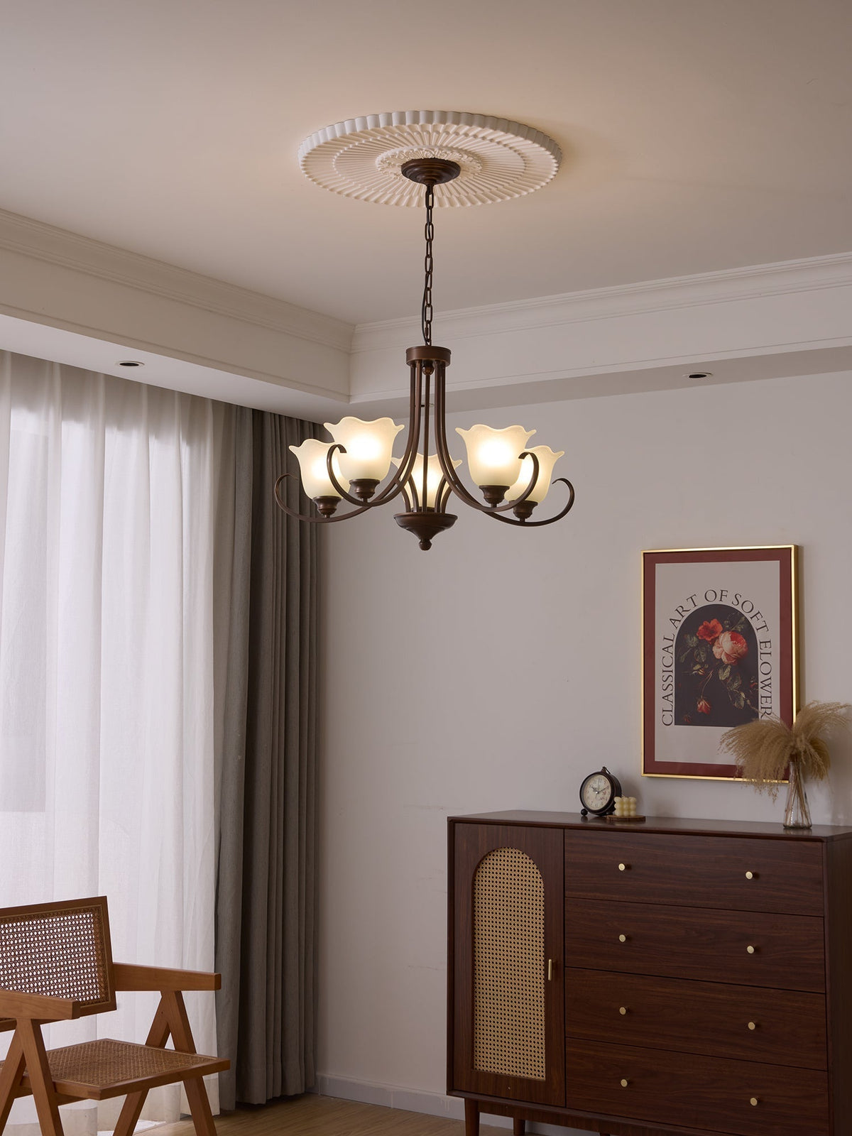 Nydorisra Elegance vintage lampadario in vetro con Motivo Florale floreale