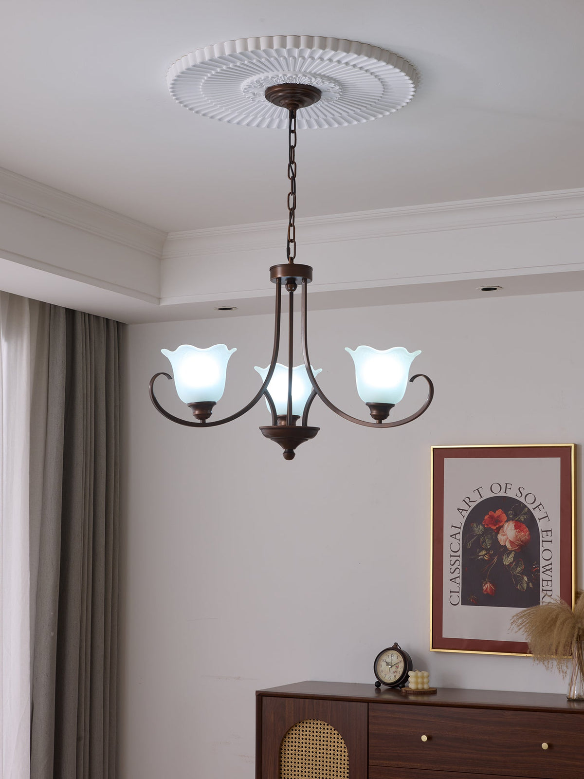 Nydorisra Elegance vintage lampadario in vetro con Motivo Florale floreale