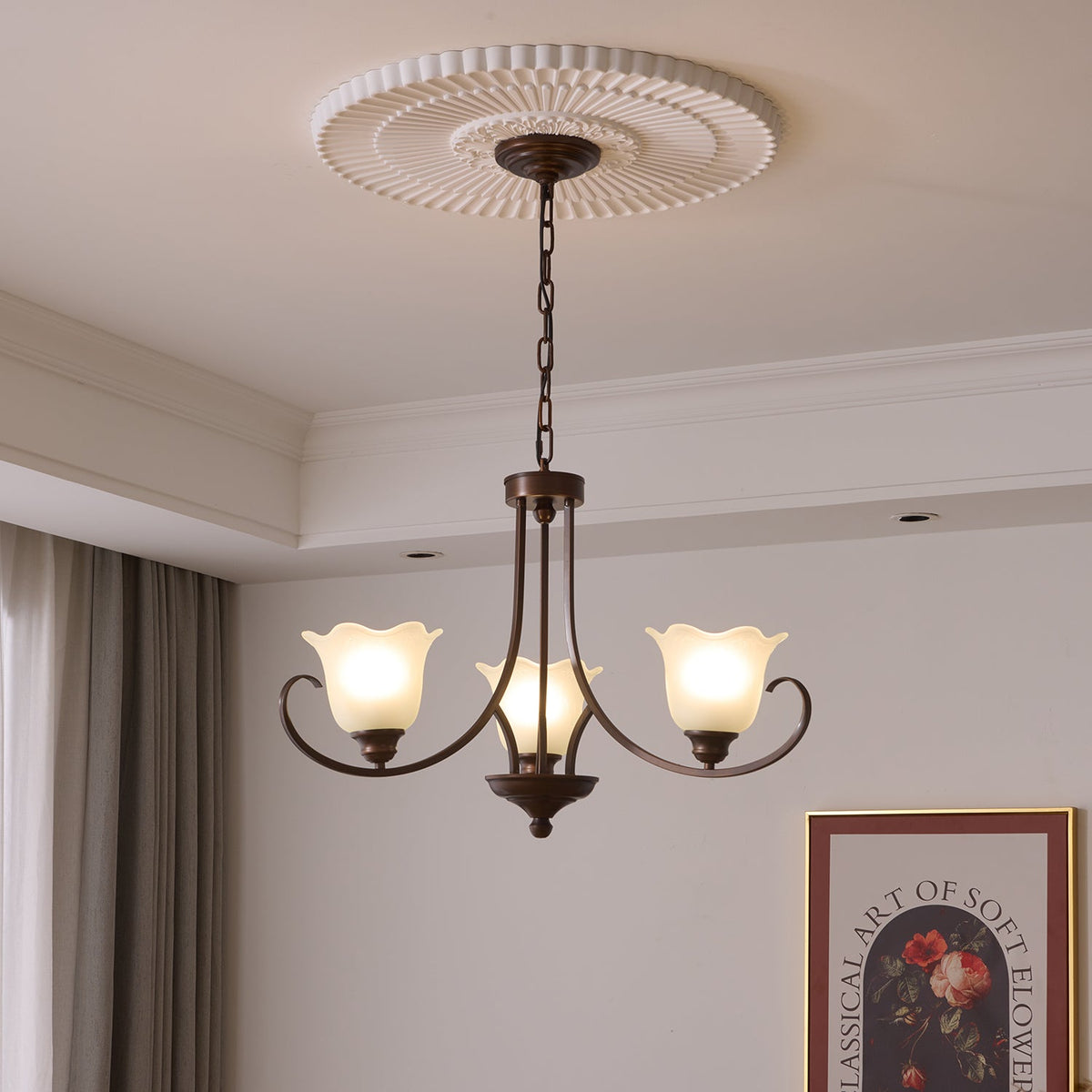 Nydorisra Elegance vintage lampadario in vetro con Motivo Florale floreale