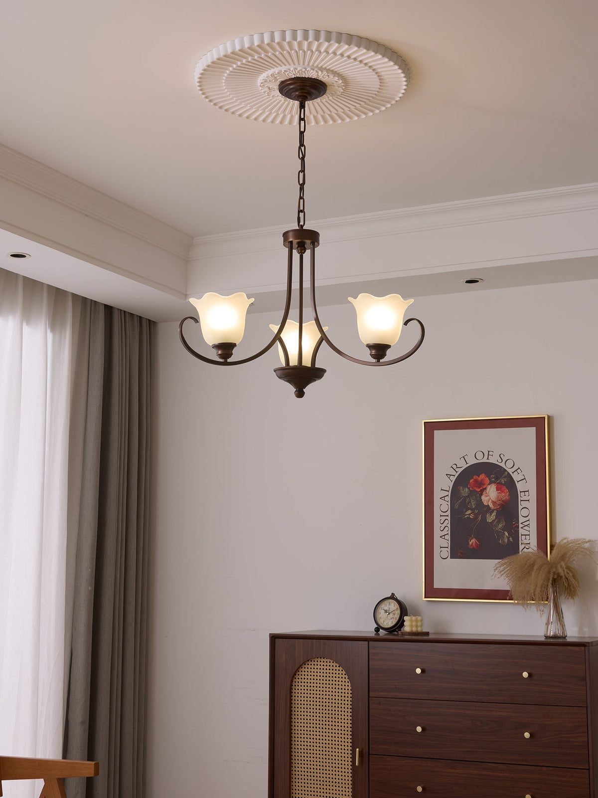 Nydorisra Elegance vintage lampadario in vetro con Motivo Florale floreale