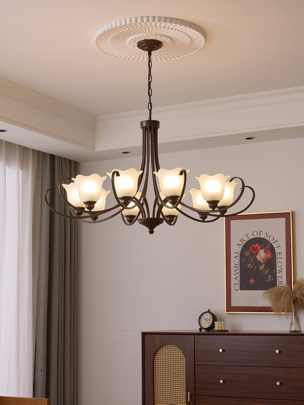 Nydorisra Elegance vintage lampadario in vetro con Motivo Florale floreale