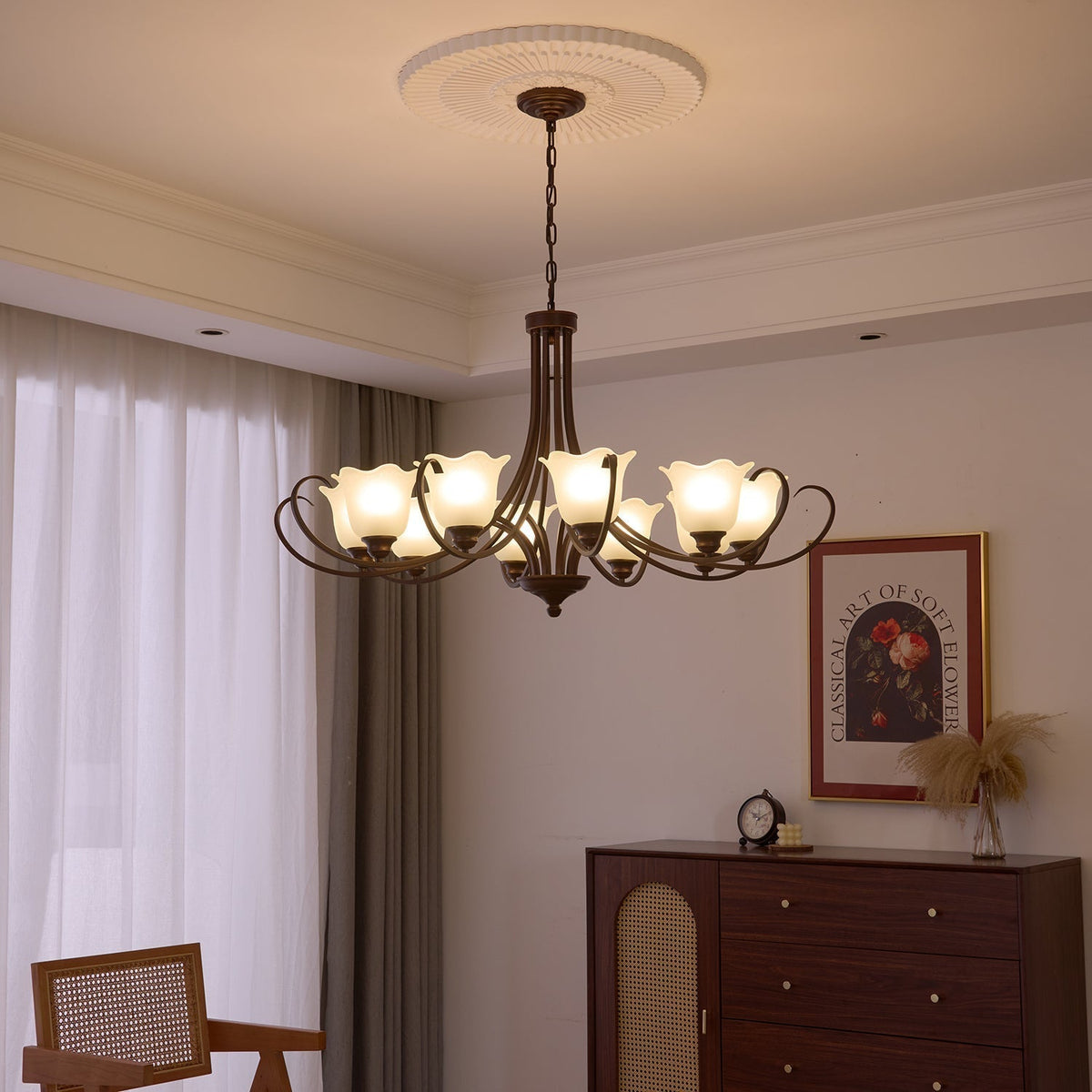 Nydorisra Elegance vintage lampadario in vetro con Motivo Florale floreale