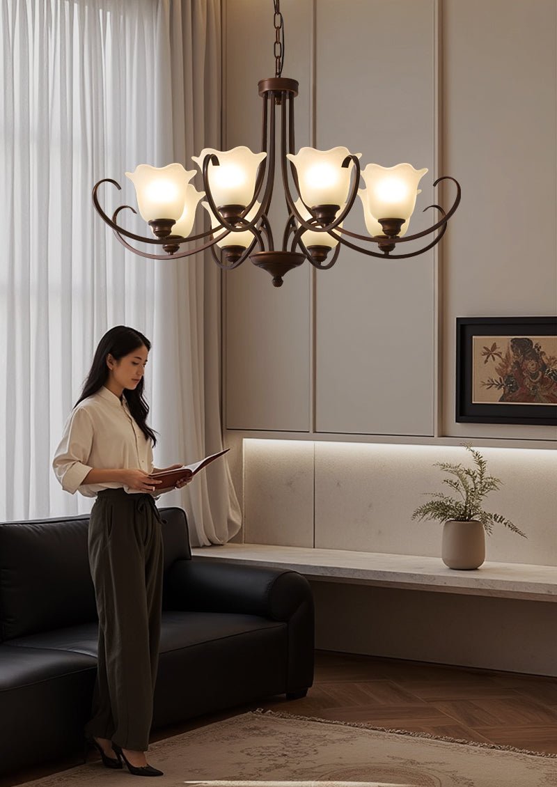 Nydorisra Elegance vintage lampadario in vetro con Motivo Florale floreale