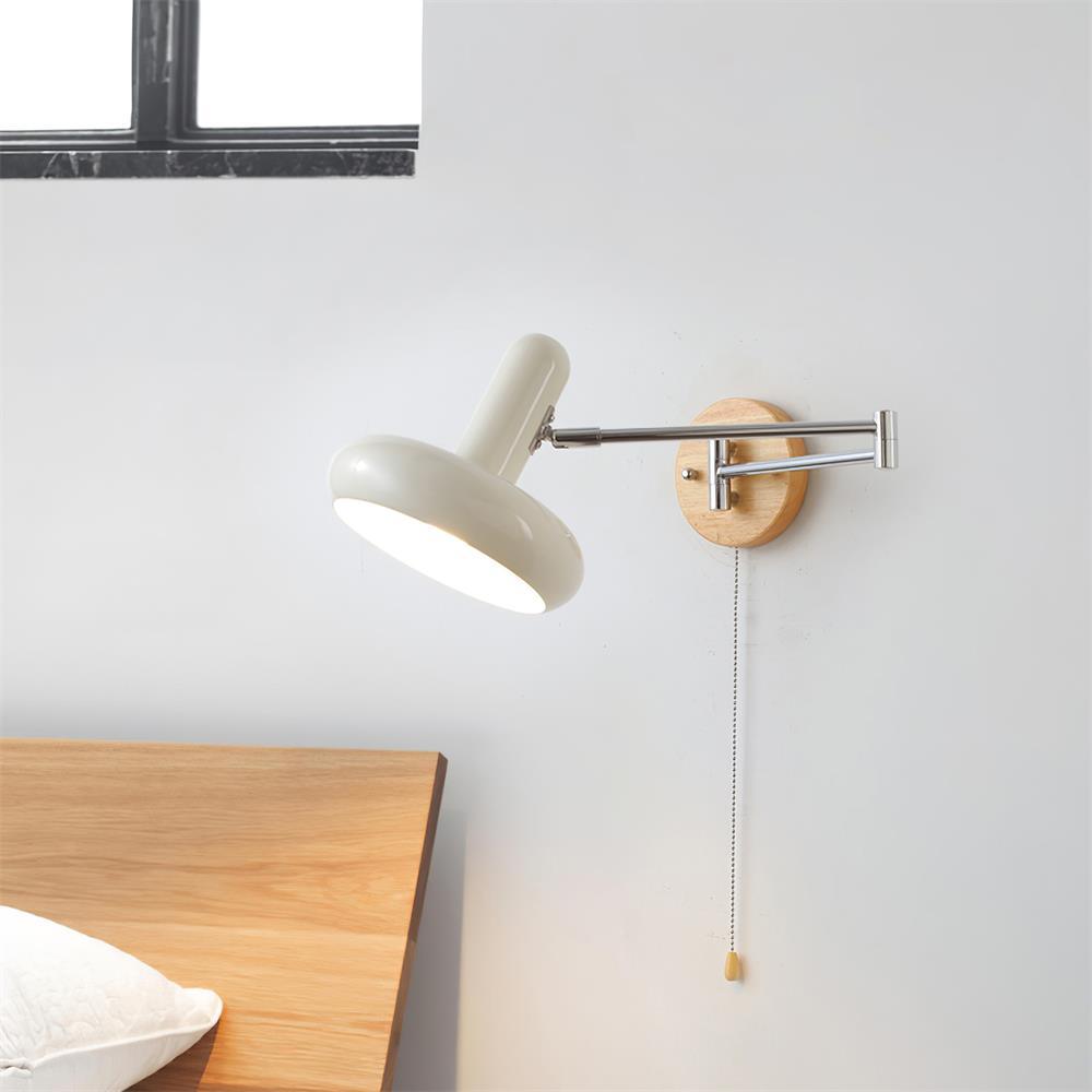 Lampada da parete a braccio girevole con paralume arrotondato e catena di estrazione, stile moderno retrò