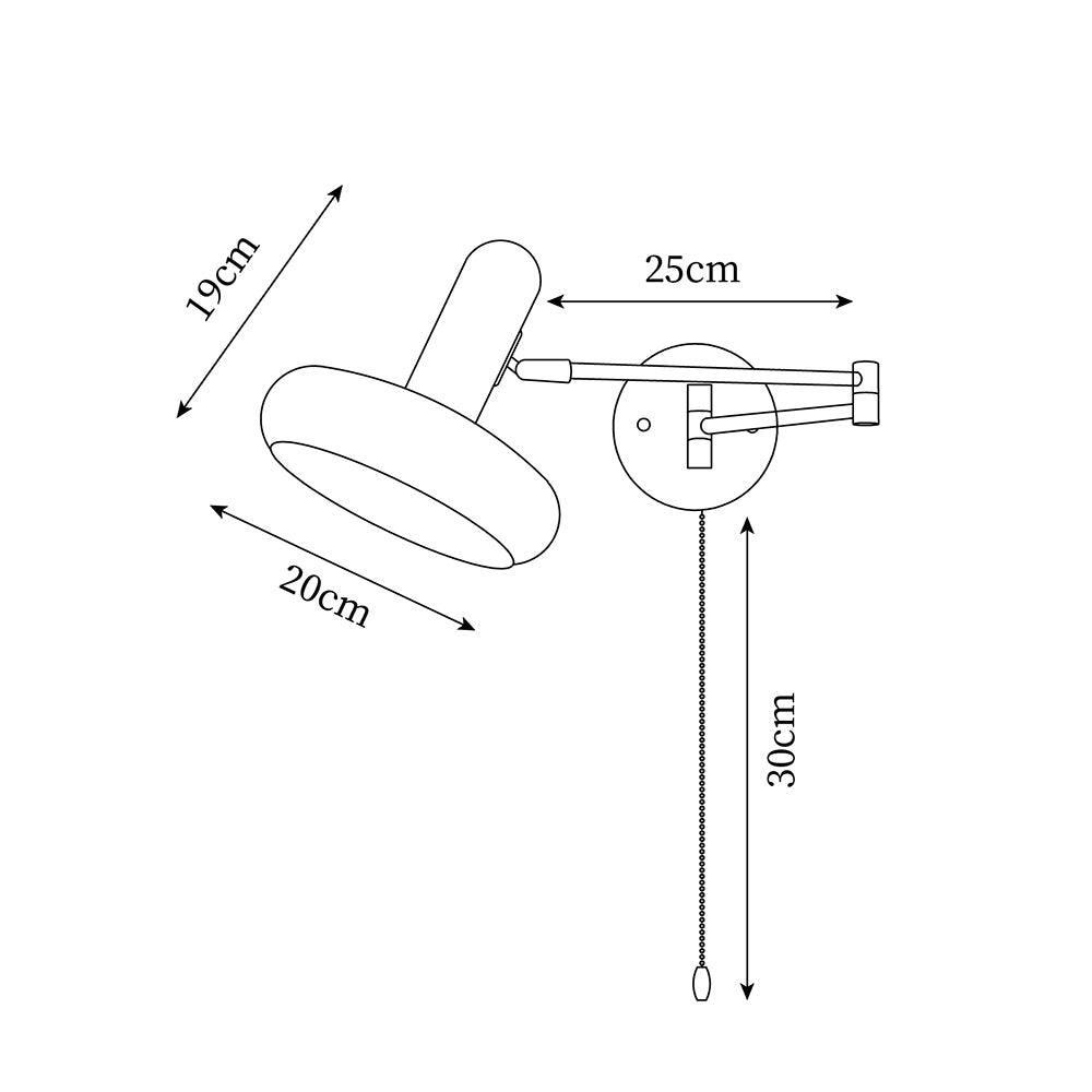 Lampada da parete a braccio girevole con paralume arrotondato e catena di estrazione, stile moderno retrò