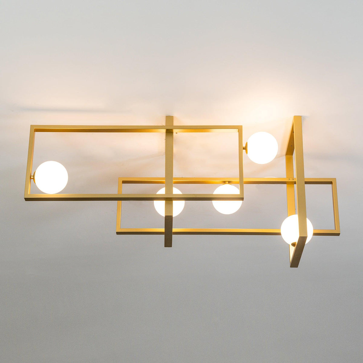 Veliiel lampadario Mondrian Geometrico in vetro e ottone moderno