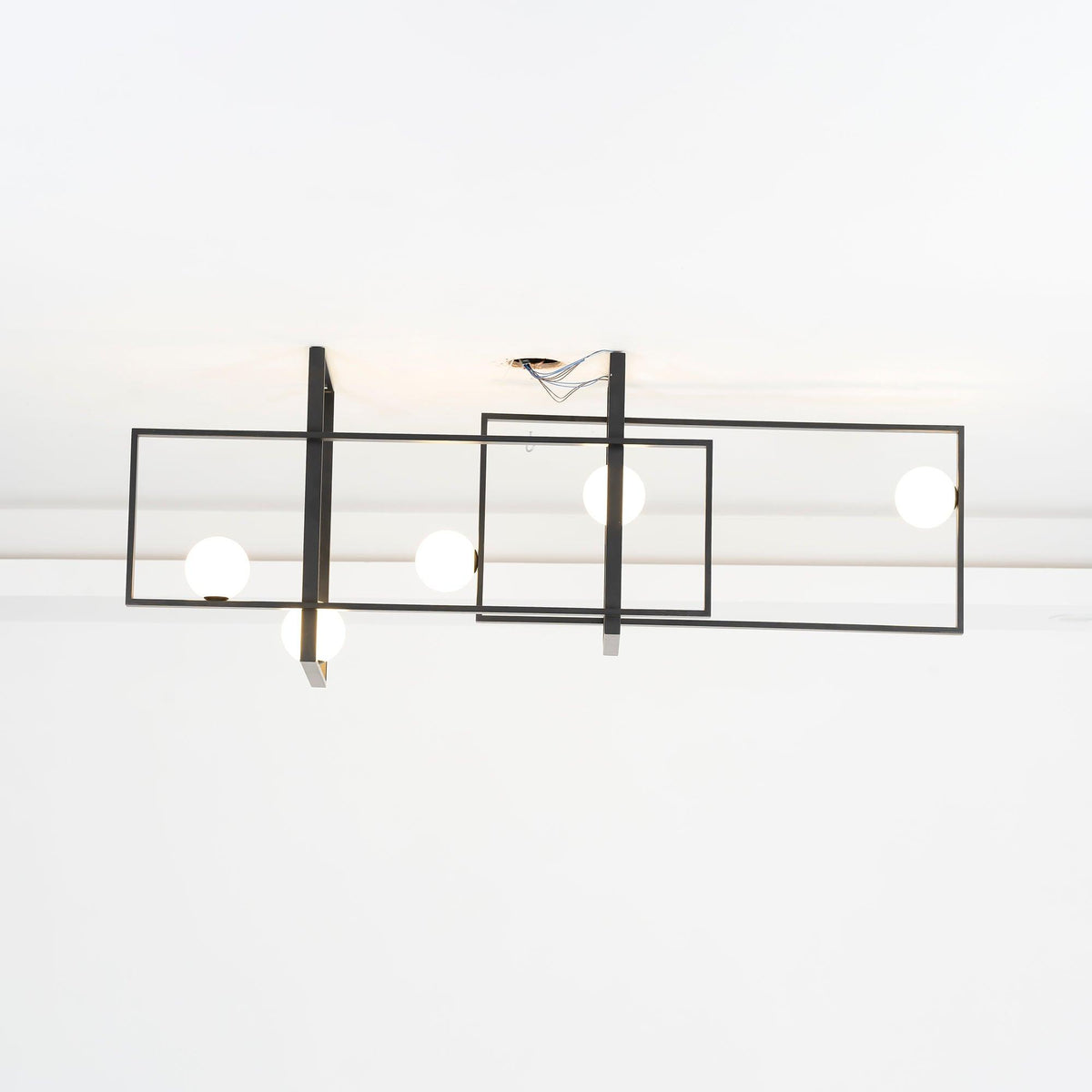 Veliiel lampadario Mondrian Geometrico in vetro e ottone moderno