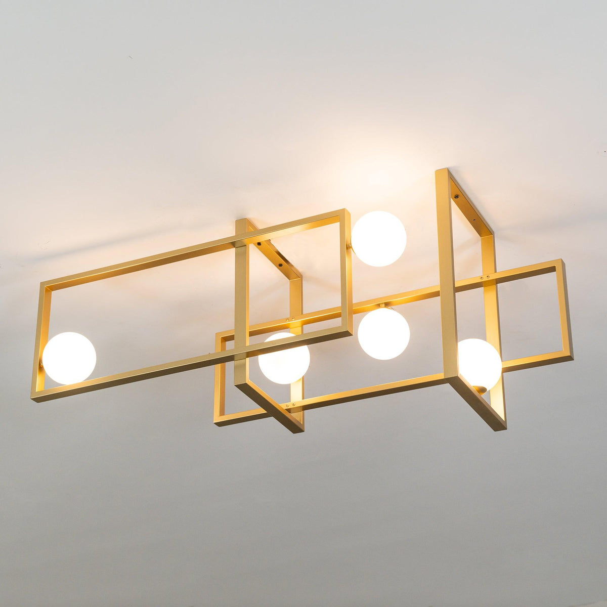 Veliiel lampadario Mondrian Geometrico in vetro e ottone moderno