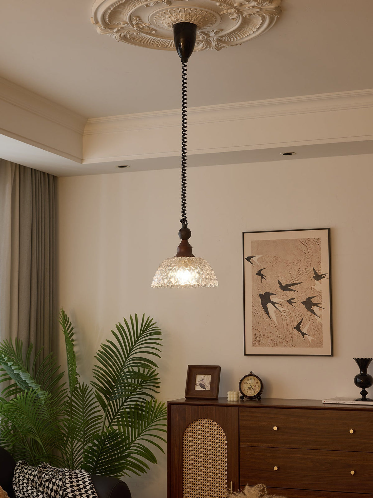 Nydoreth Elegance vintage Art lampada a sospensione in legno