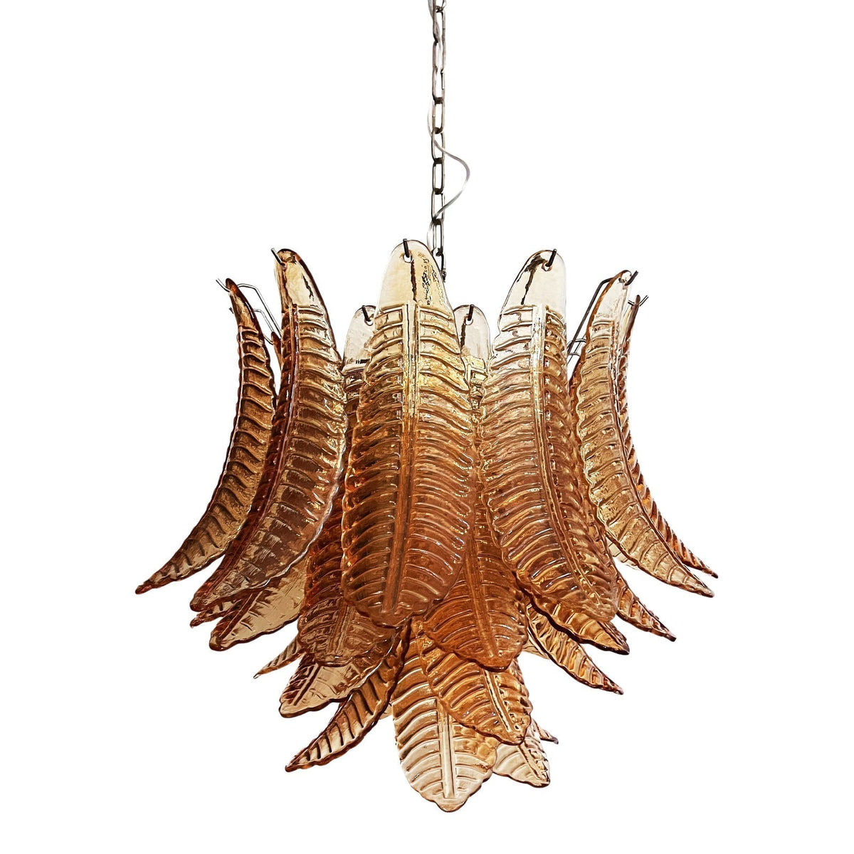 Lioreelle lampadario Foglie in vetro Ambrato Stratificato Eleganza Veneziana