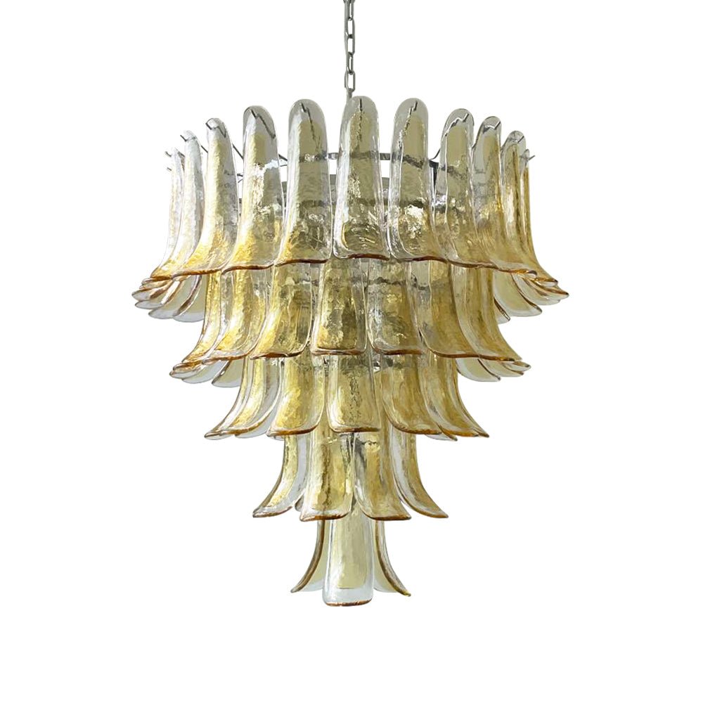 Celorian lampadario petali ambra vetro Murano a Livelli Loto