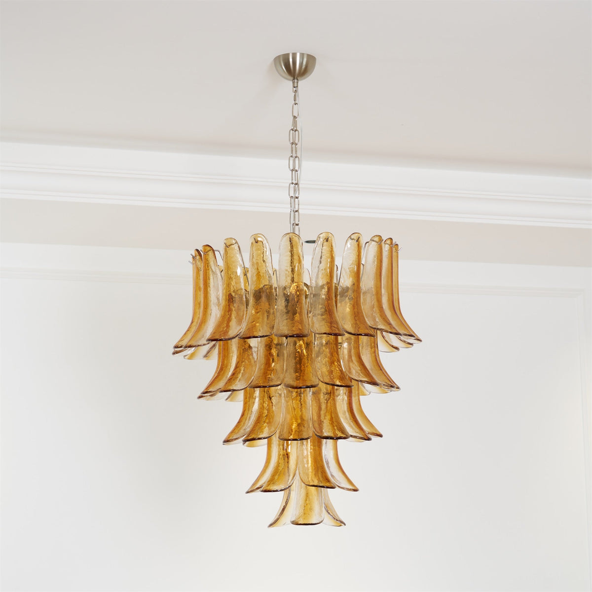 Liorisissa lampadario Giglio ambra vetro Murano Strutturato a Livelli