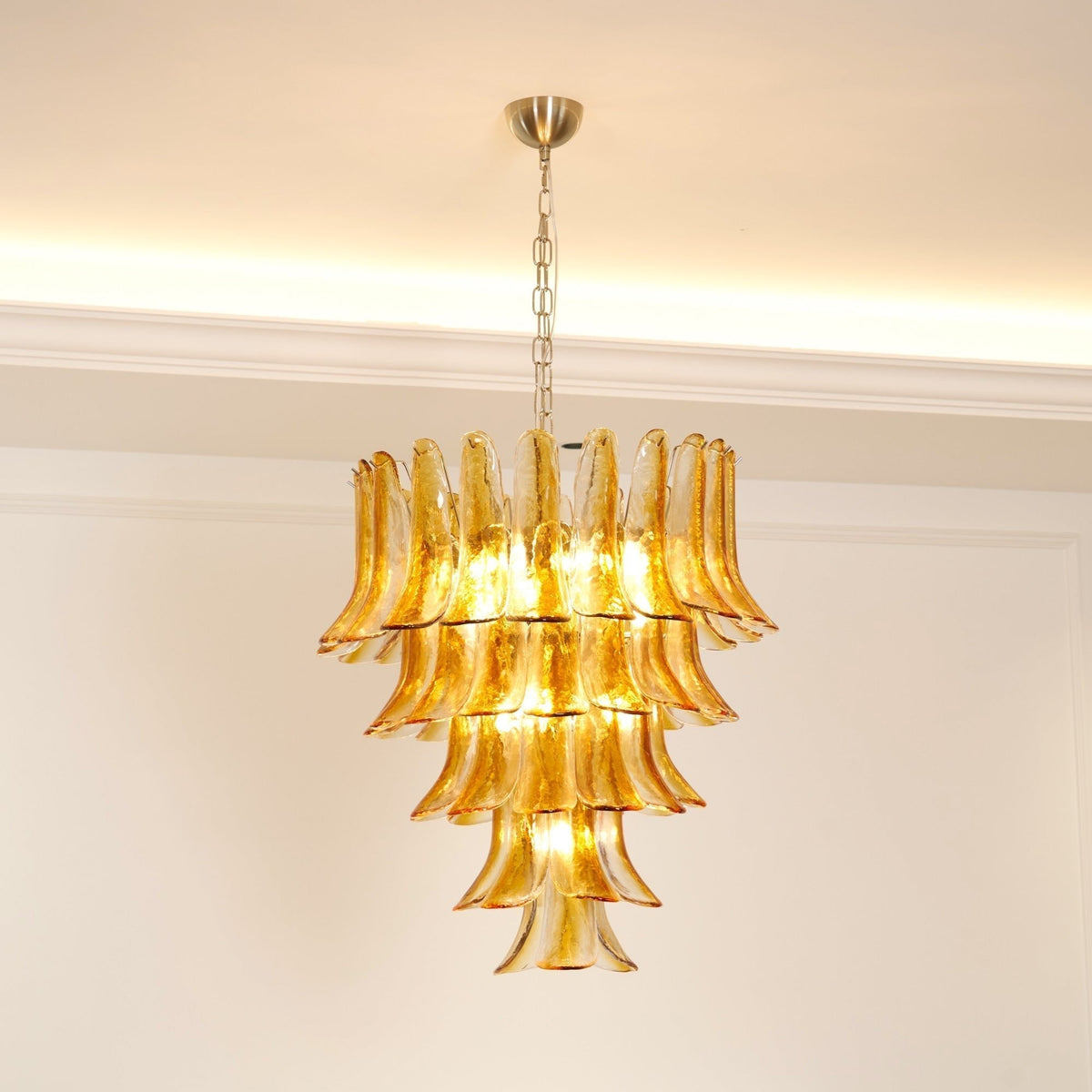 Liorisissa lampadario Giglio ambra vetro Murano Strutturato a Livelli