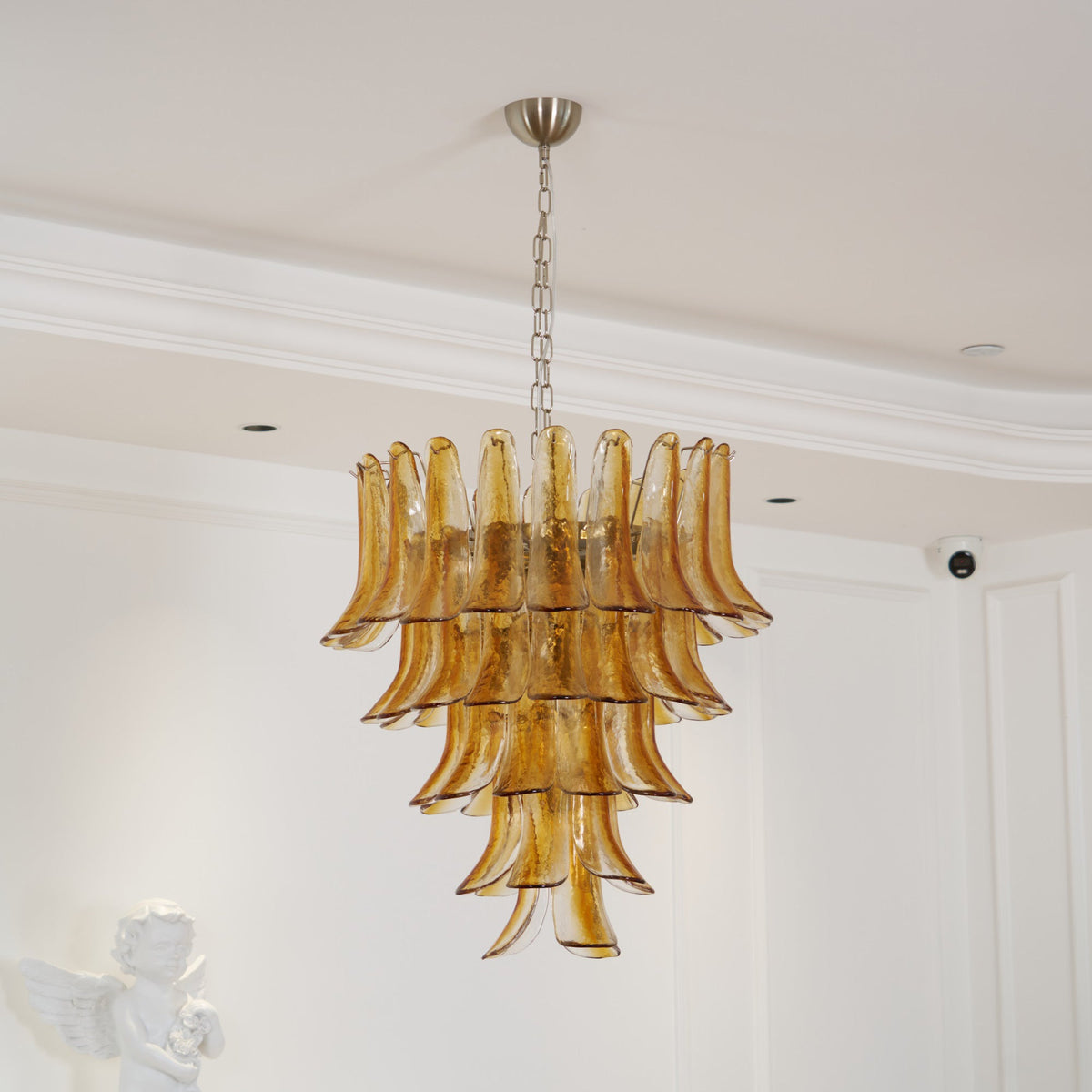 Liorisissa lampadario Giglio ambra vetro Murano Strutturato a Livelli
