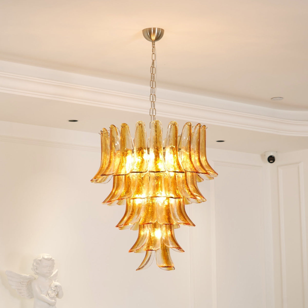 Liorisissa lampadario Giglio ambra vetro Murano Strutturato a Livelli