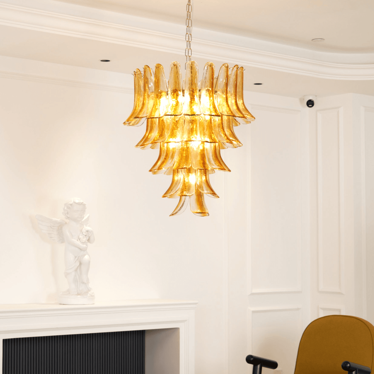 Liorisissa lampadario Giglio ambra vetro Murano Strutturato a Livelli
