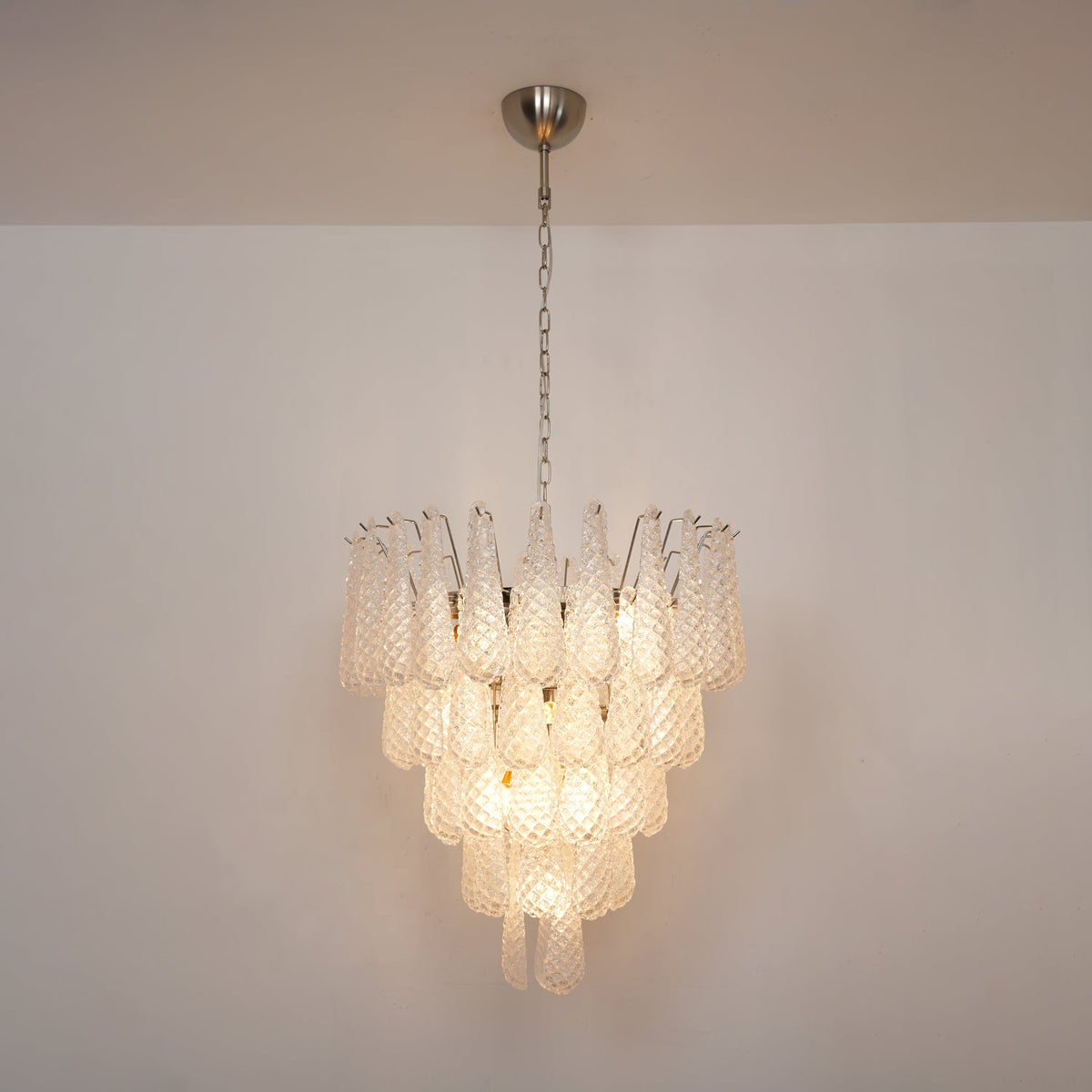 Lioralella lampadario Gocce Trasparenti vetro di Murano Cascata Diamante