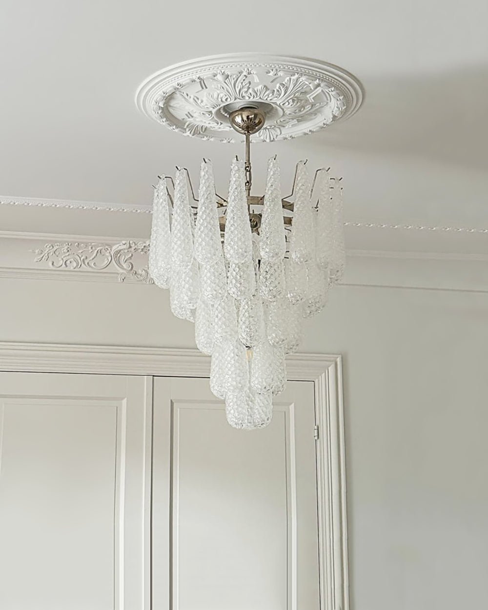 Lioralella lampadario Gocce Trasparenti vetro di Murano Cascata Diamante