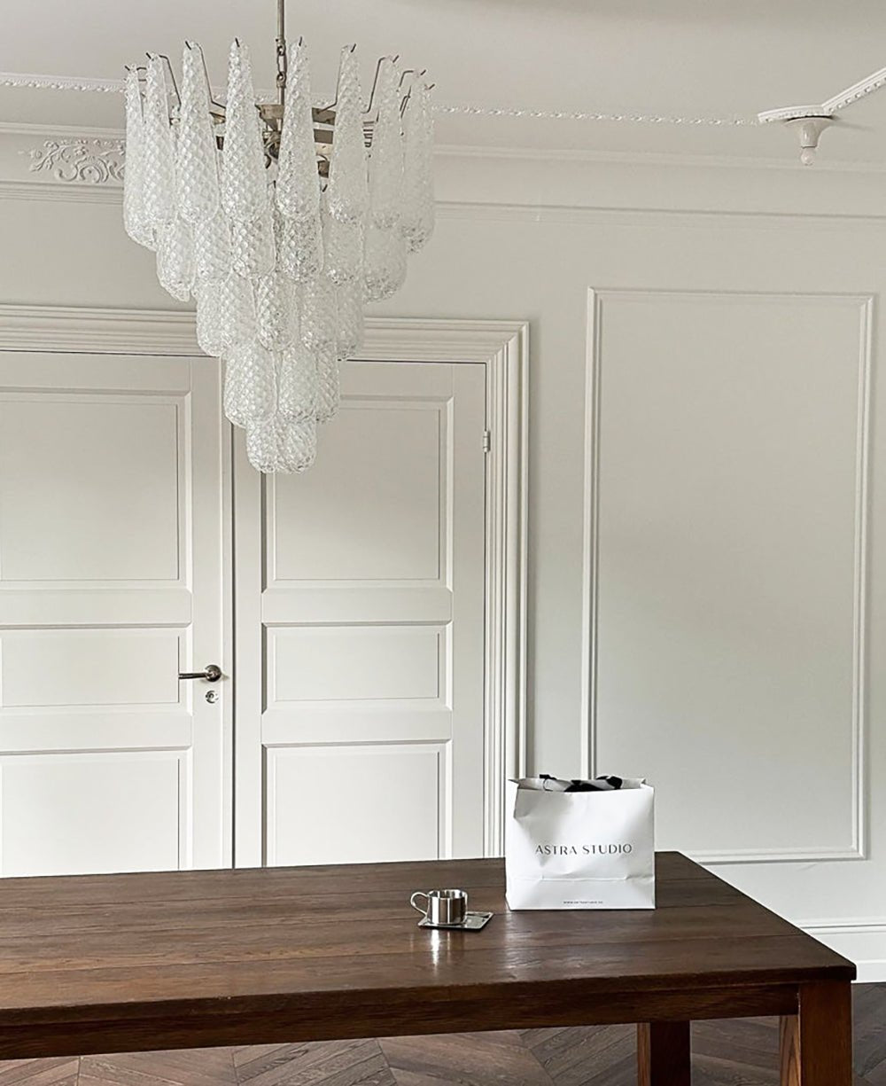 Lioralella lampadario Gocce Trasparenti vetro di Murano Cascata Diamante