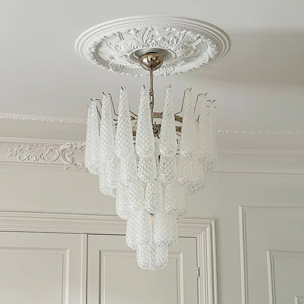 Lioralella lampadario Gocce Trasparenti vetro di Murano Cascata Diamante