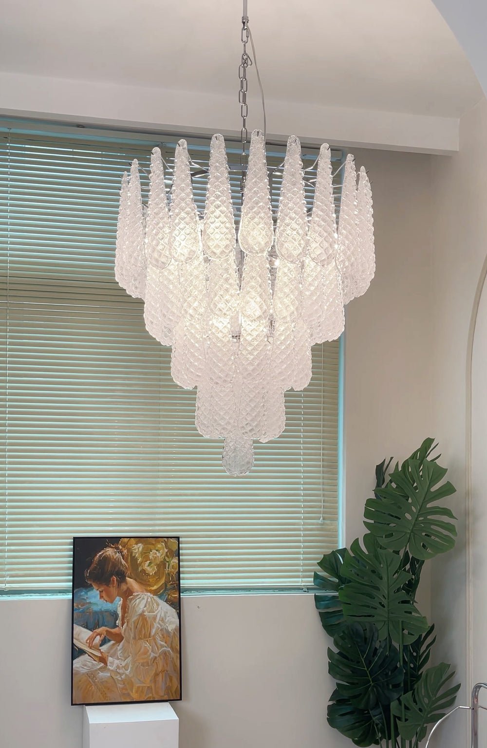 Lioralella lampadario Gocce Trasparenti vetro di Murano Cascata Diamante