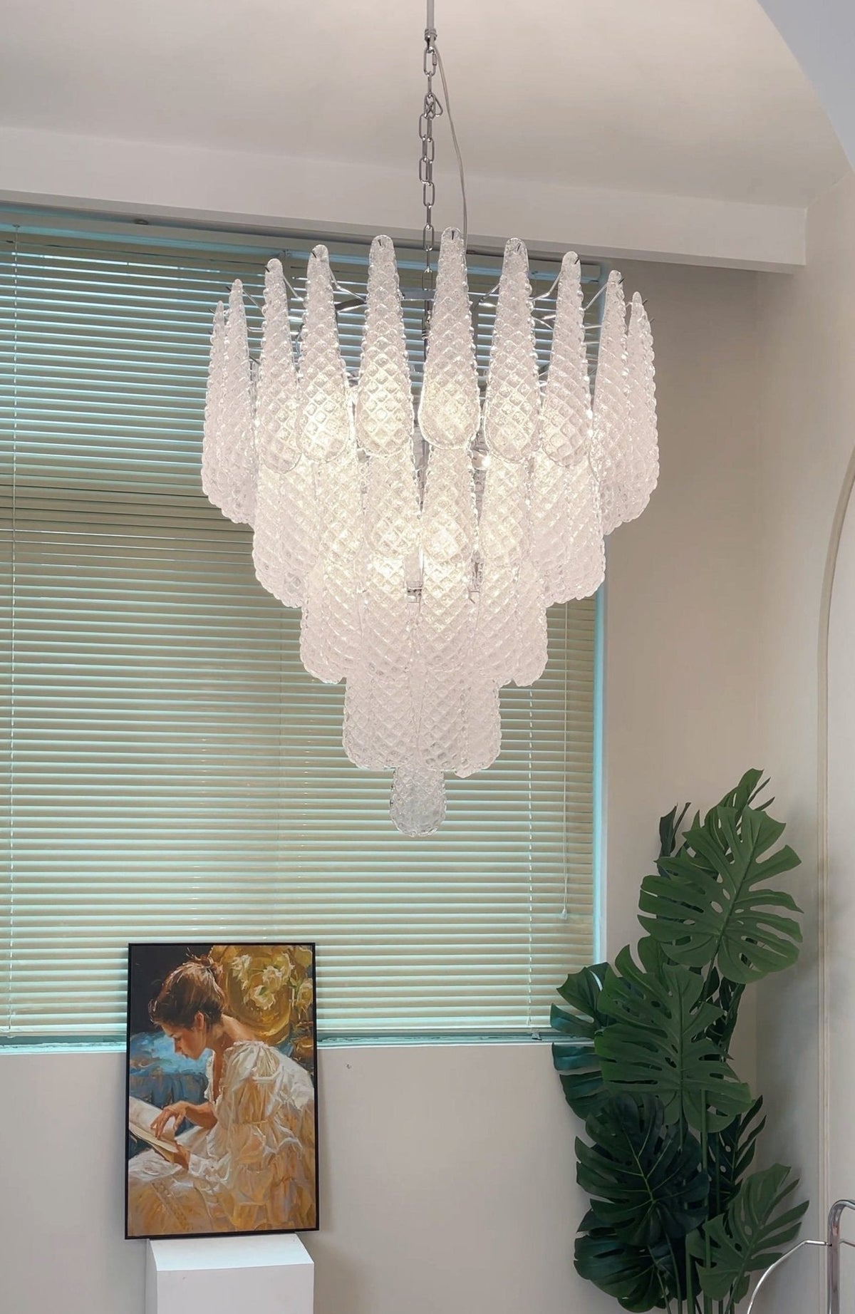 Lioralella lampadario Gocce Trasparenti vetro di Murano Cascata Diamante